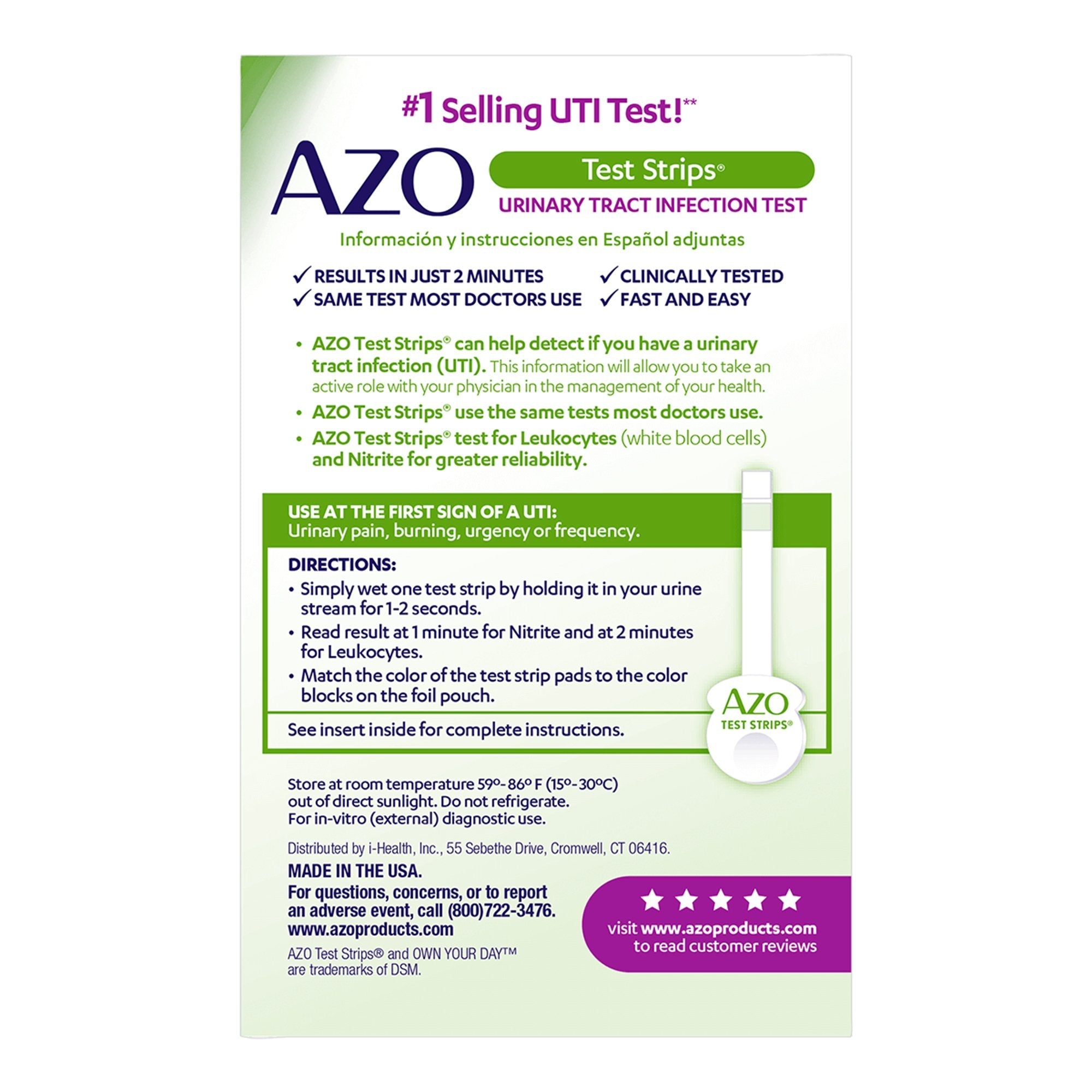 AZO Test Strips® Urinary Tract Infection Kit 78765103267