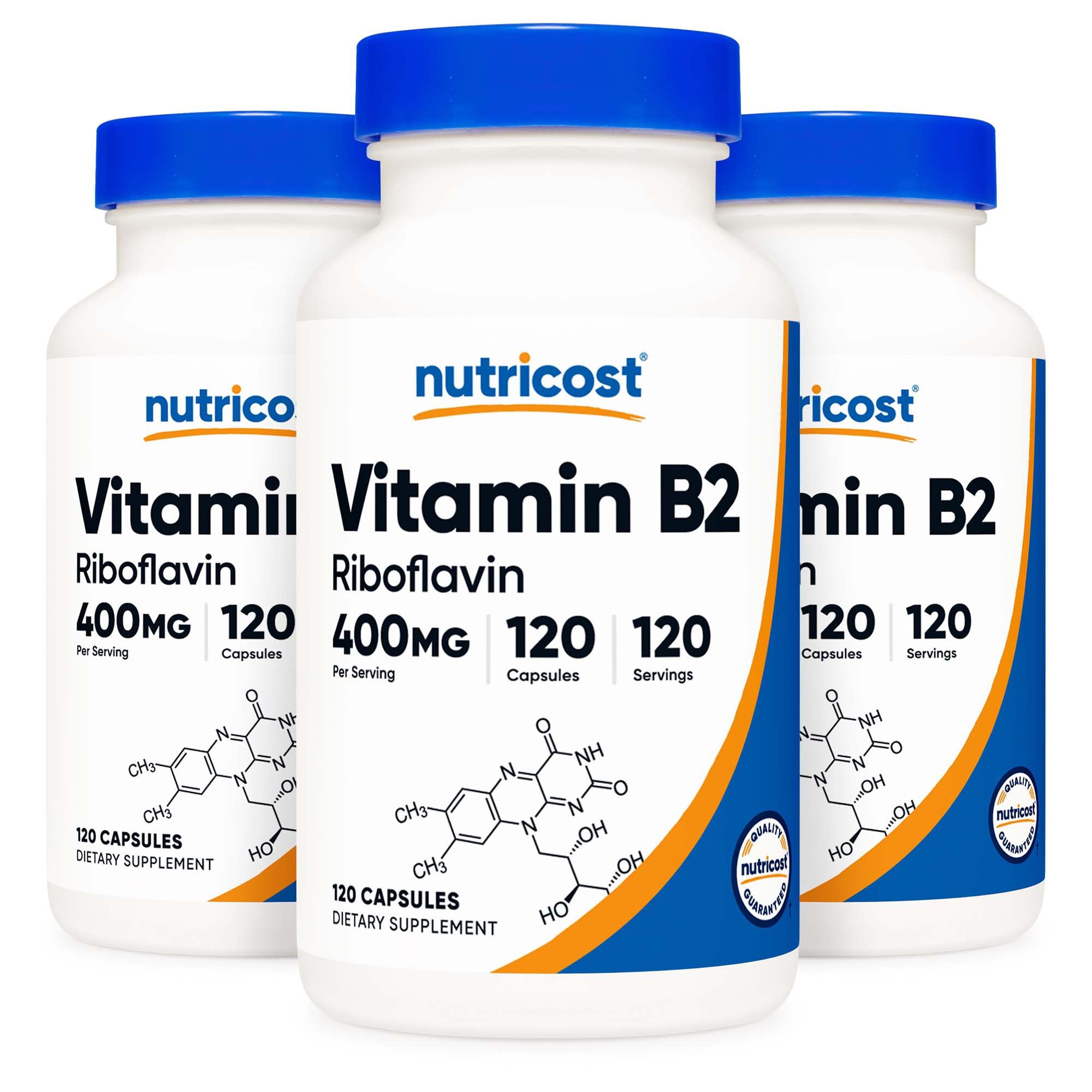 Dietary Supplement nutricost® Vitamin B2 Riboflavin Vitamin B2 400 mg Strength Capsule 120 Per Bottle NTC080101