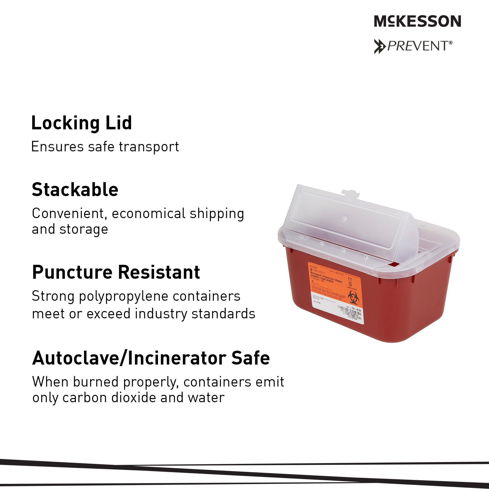 McKesson Prevent® Multi-purpose Sharps Container, 1 Gallon, 5 x 10 x 7 Inch 101-8703