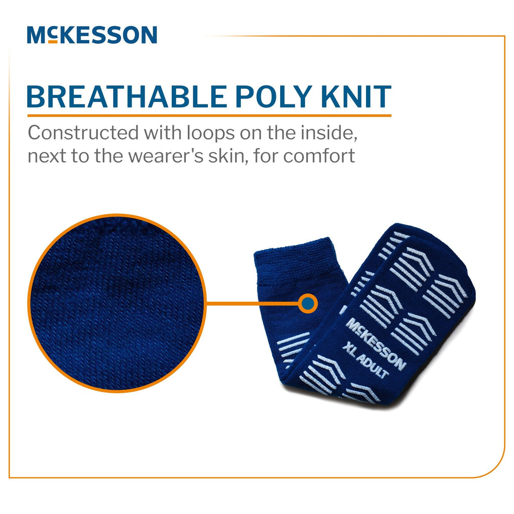 Slipper Socks McKesson Unisex Adult X-Large Double Tread Single Patient Use Royal Blue 16-XL-3816-D