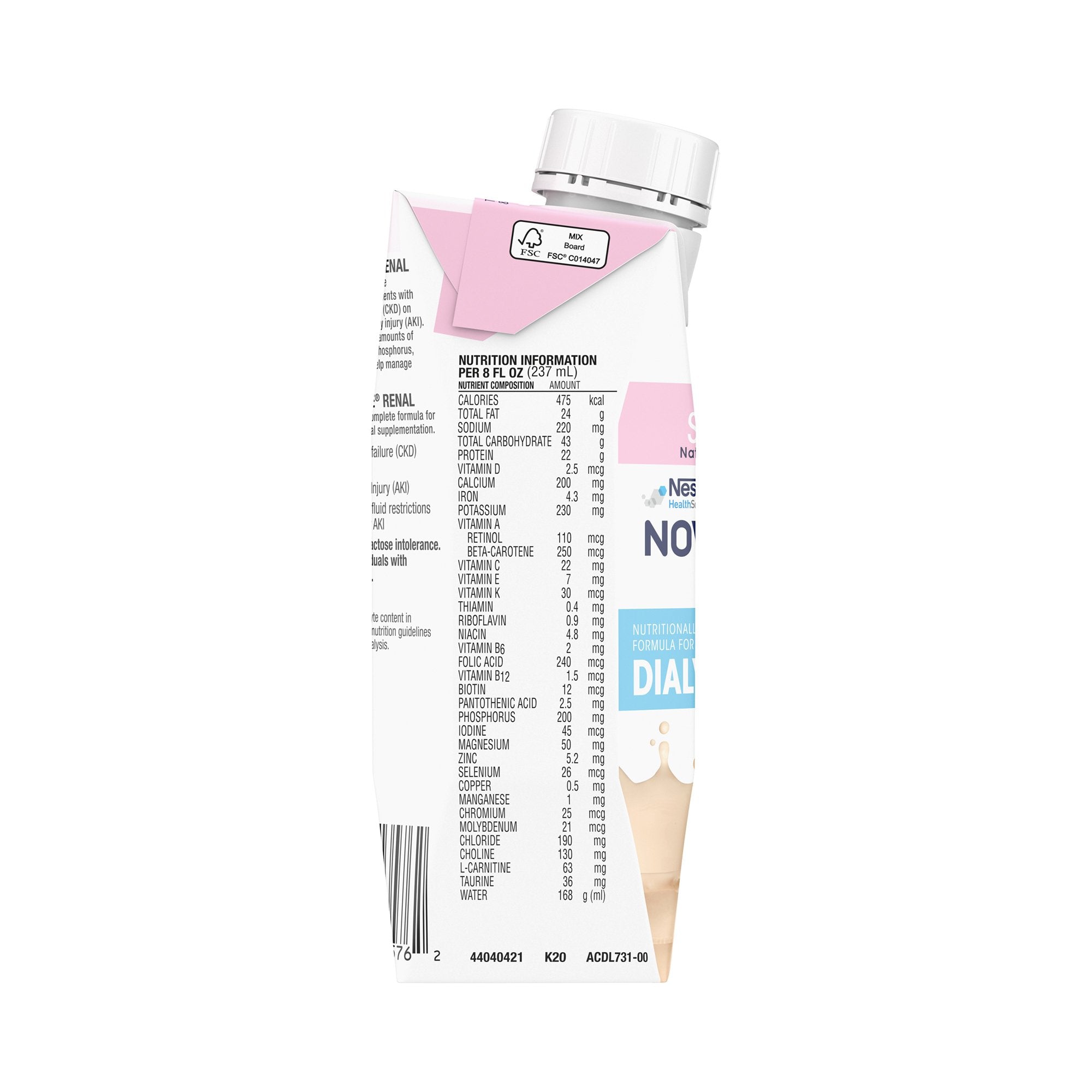 Novasource® Renal Strawberry Formula for Patients on Dialysis, 8-ounce carton 00043900369228