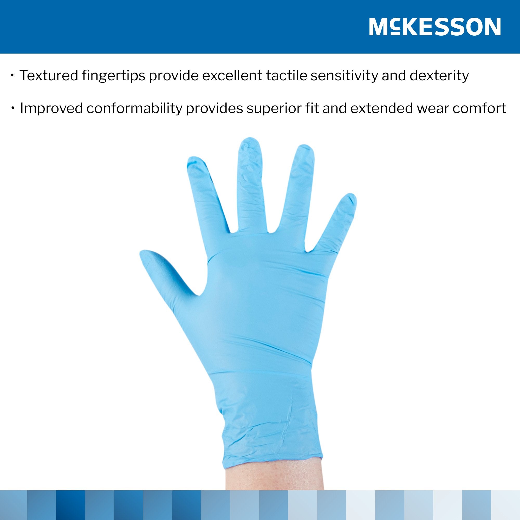 McKesson Confiderm® 3.8 Nitrile Exam Glove, Small, Blue 14-684