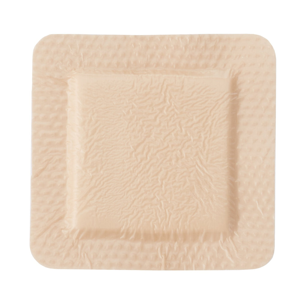 McKesson Silicone Adhesive with Border Silicone Foam Dressing, 4 x 4 Inch 4843
