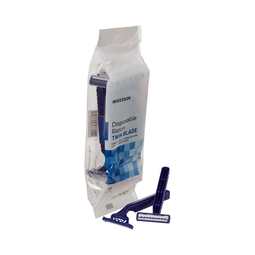 McKesson Disposable Razor, Twin Blade, Lubricated Strip, Blue 16-RZ11