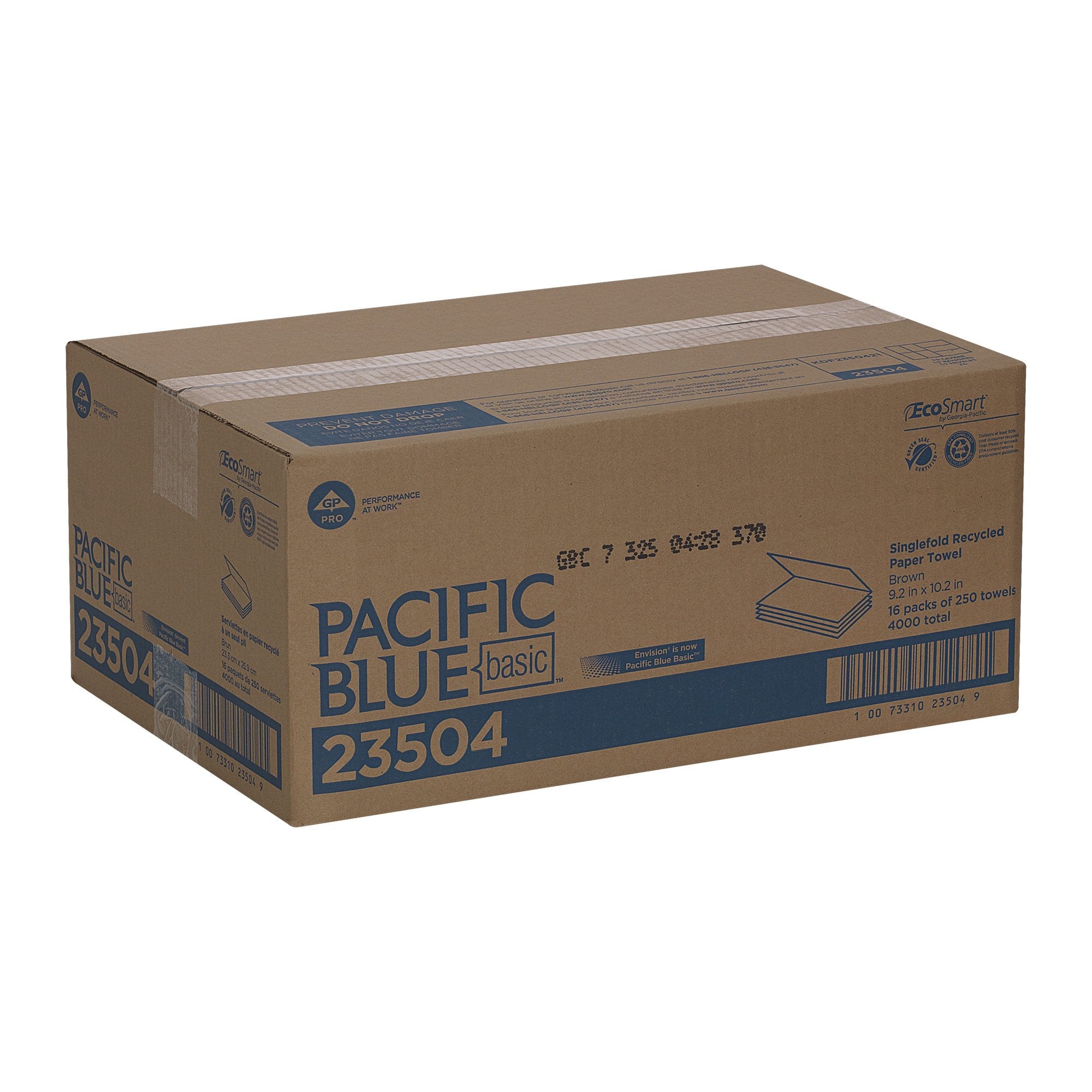 Pacific Blue Basic™ Single-Fold Paper Towel, 250 Sheets per Pack 23504