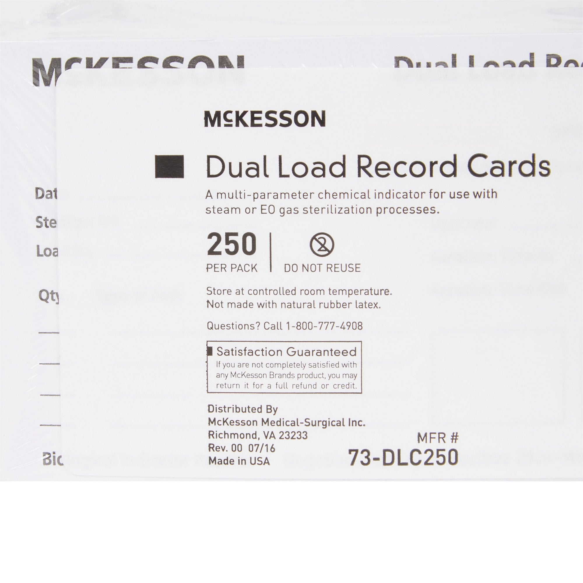 McKesson Sterilization Record Card 73-DLC250