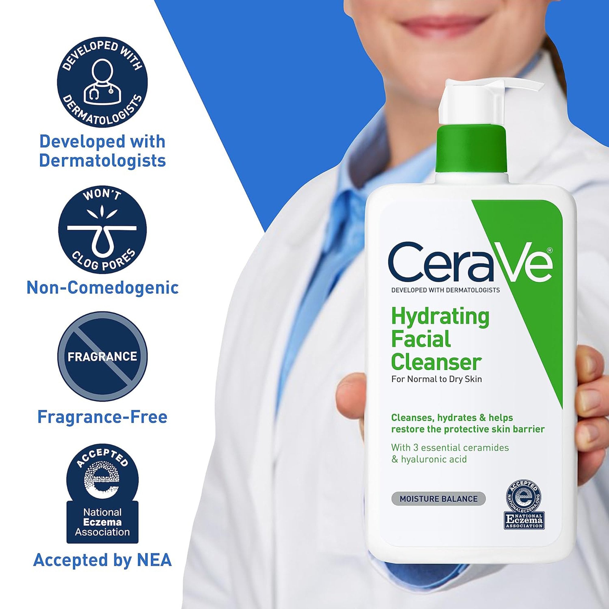 Facial Cleanser CeraVe® Foaming Foaming 16 oz. Pump Bottle Unscented 60600053770