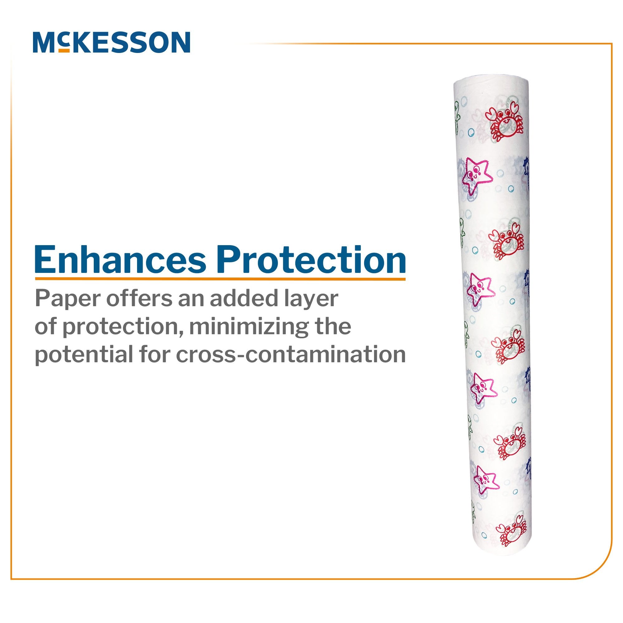 Table Paper McKesson 18 Inch Width 225 Foot Length Print (Sea Friends) Smooth 143-18225SS