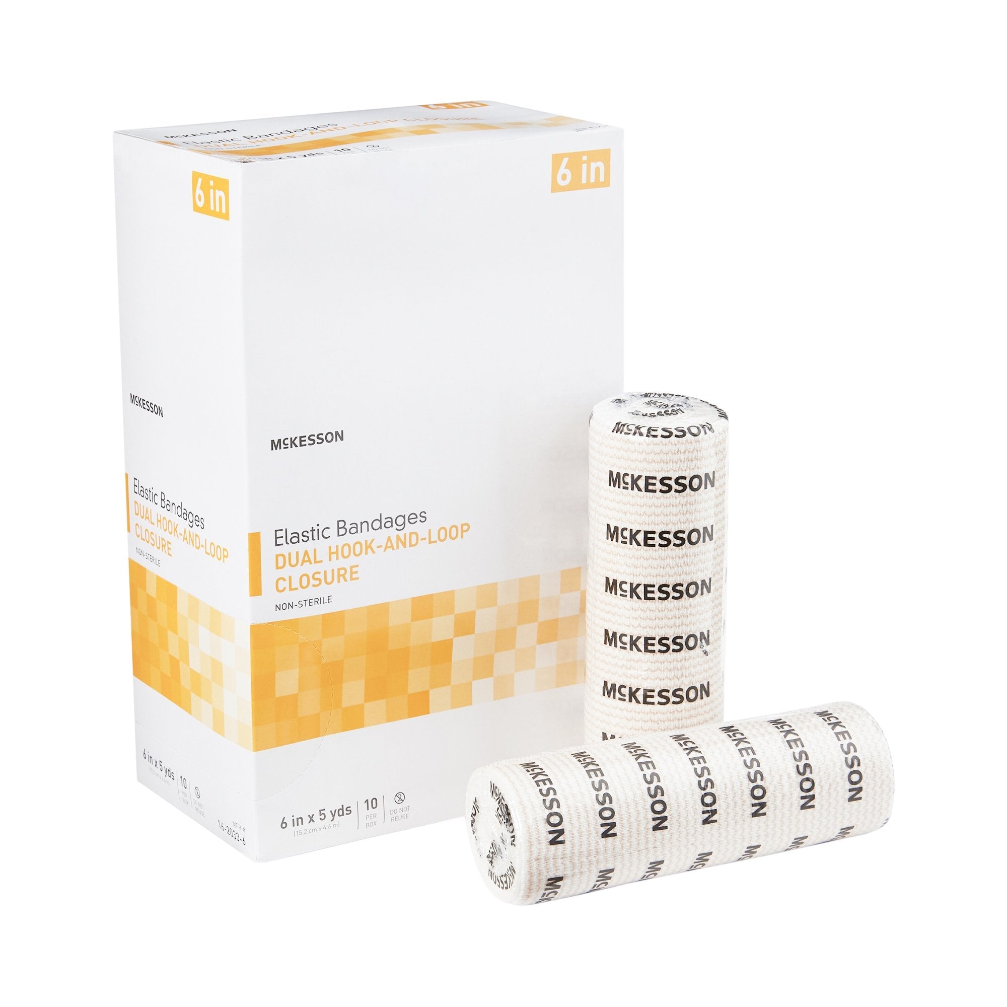 McKesson Double Hook and Loop Closure Elastic Bandage, 6 Inch x 5 Yard 16-2033-6