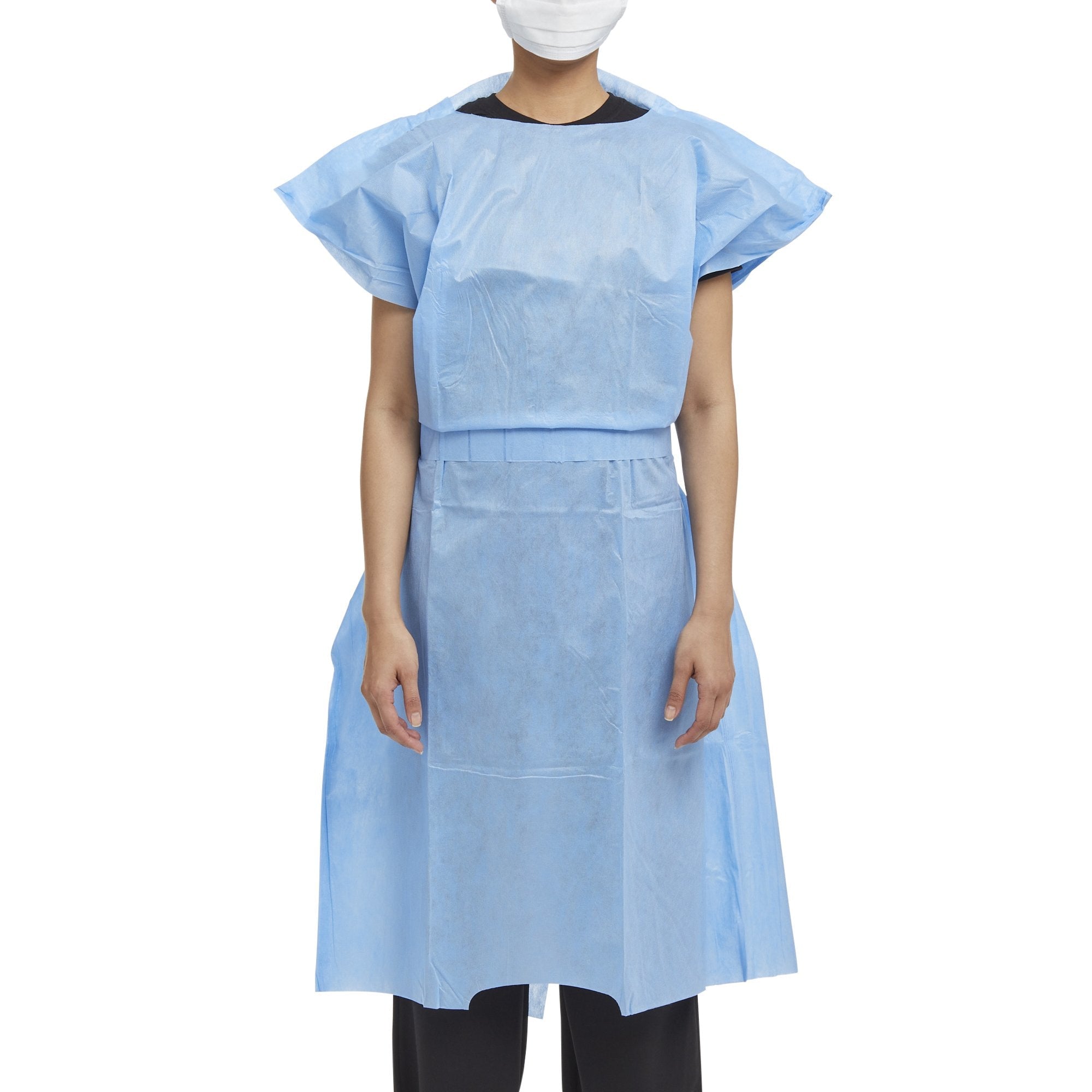 Patient Exam Gown Halyard One Size Fits Most Blue Disposable - 69766