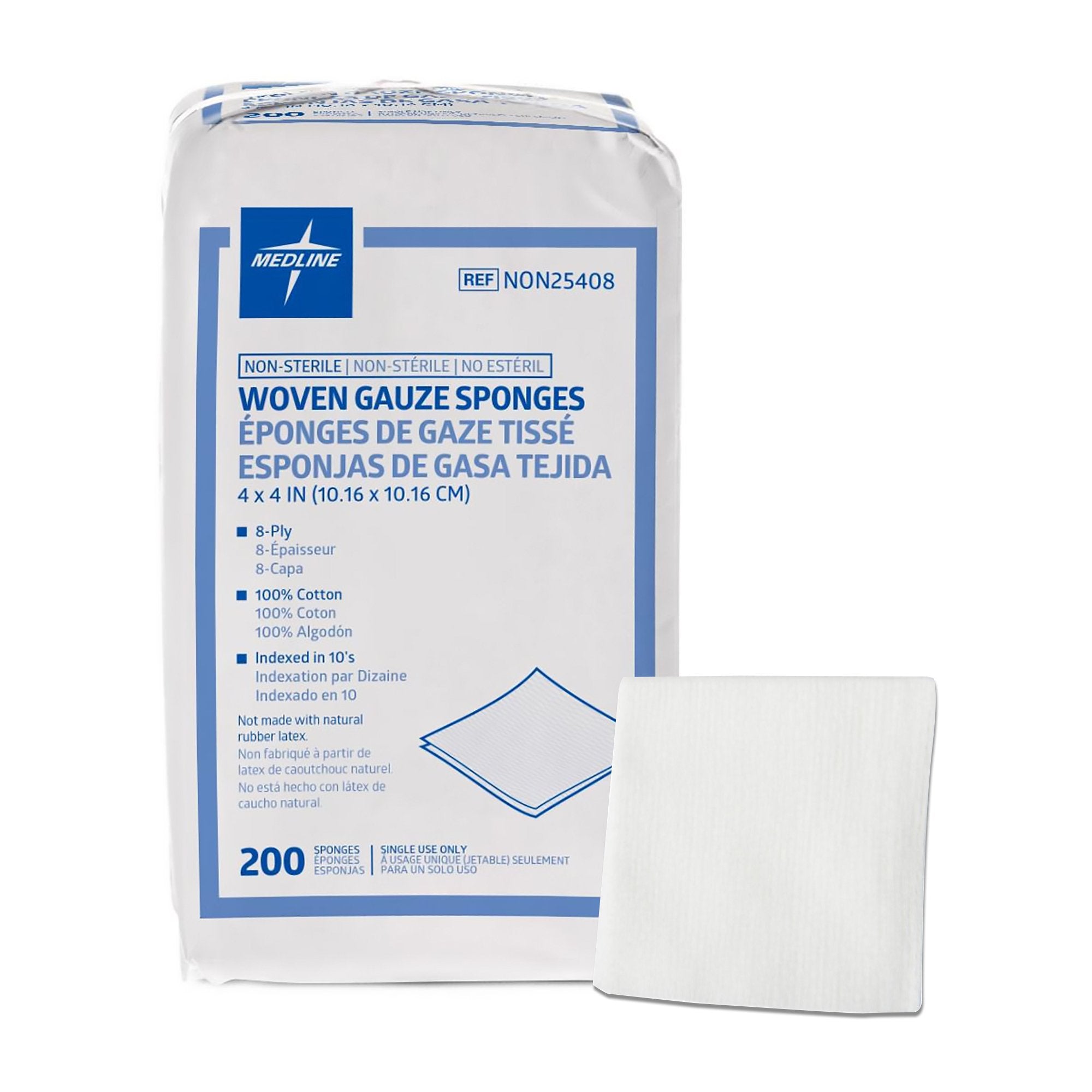 Medline Gauze Sponge, 4 x 4 Inch, 8-Ply NON25408