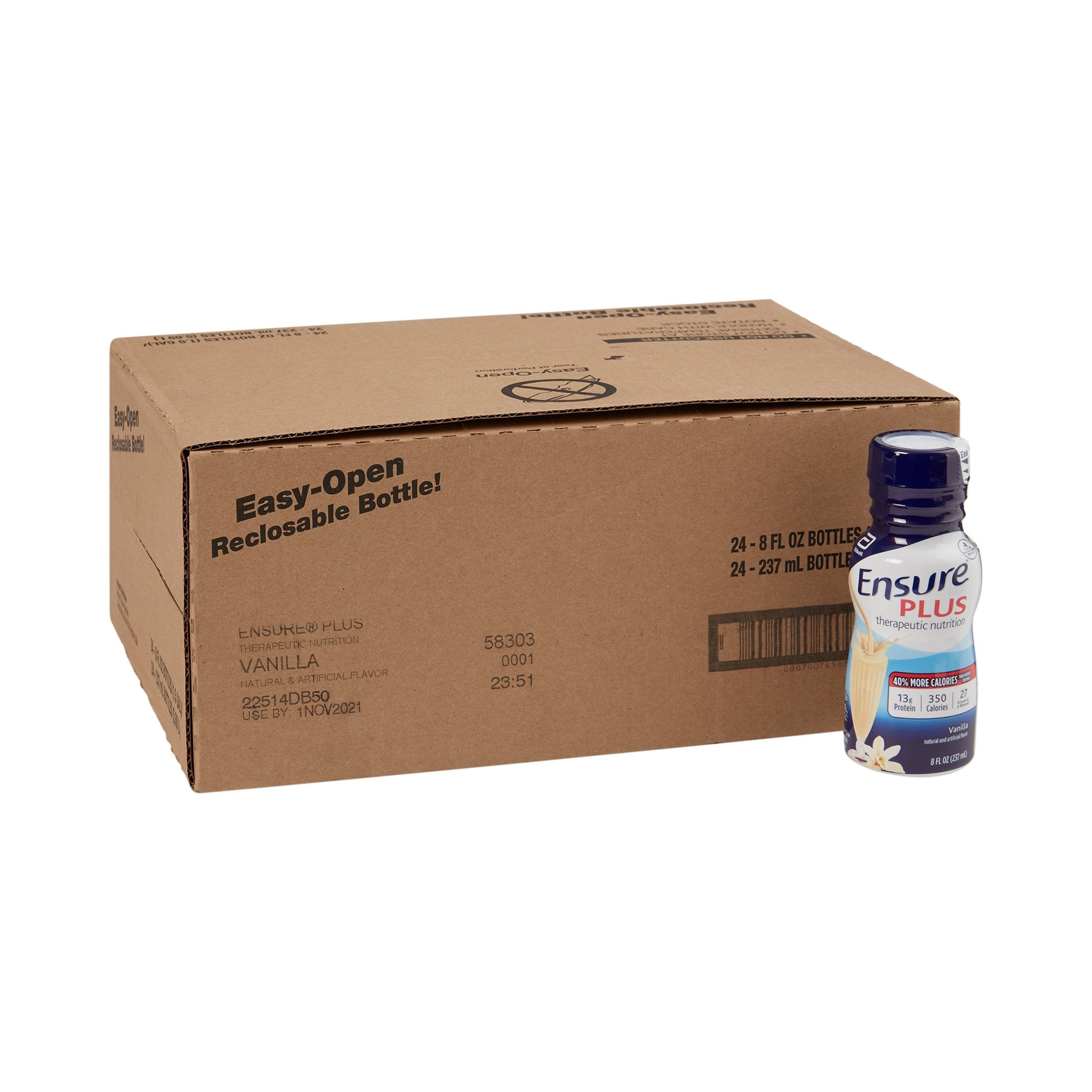 Ensure® Plus Therapeutic Nutrition, Vanilla, 8-ounce bottle 58303