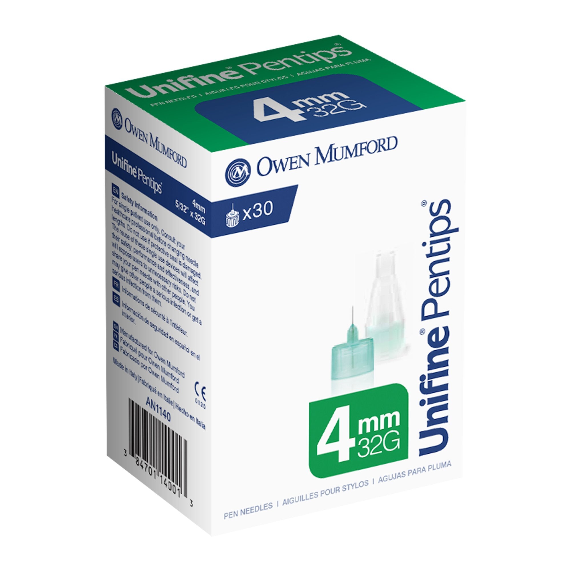 Unifine® Pentips® Standard Insulin Pen Needle, 32 Gauge, 4 mm Length AN 1140