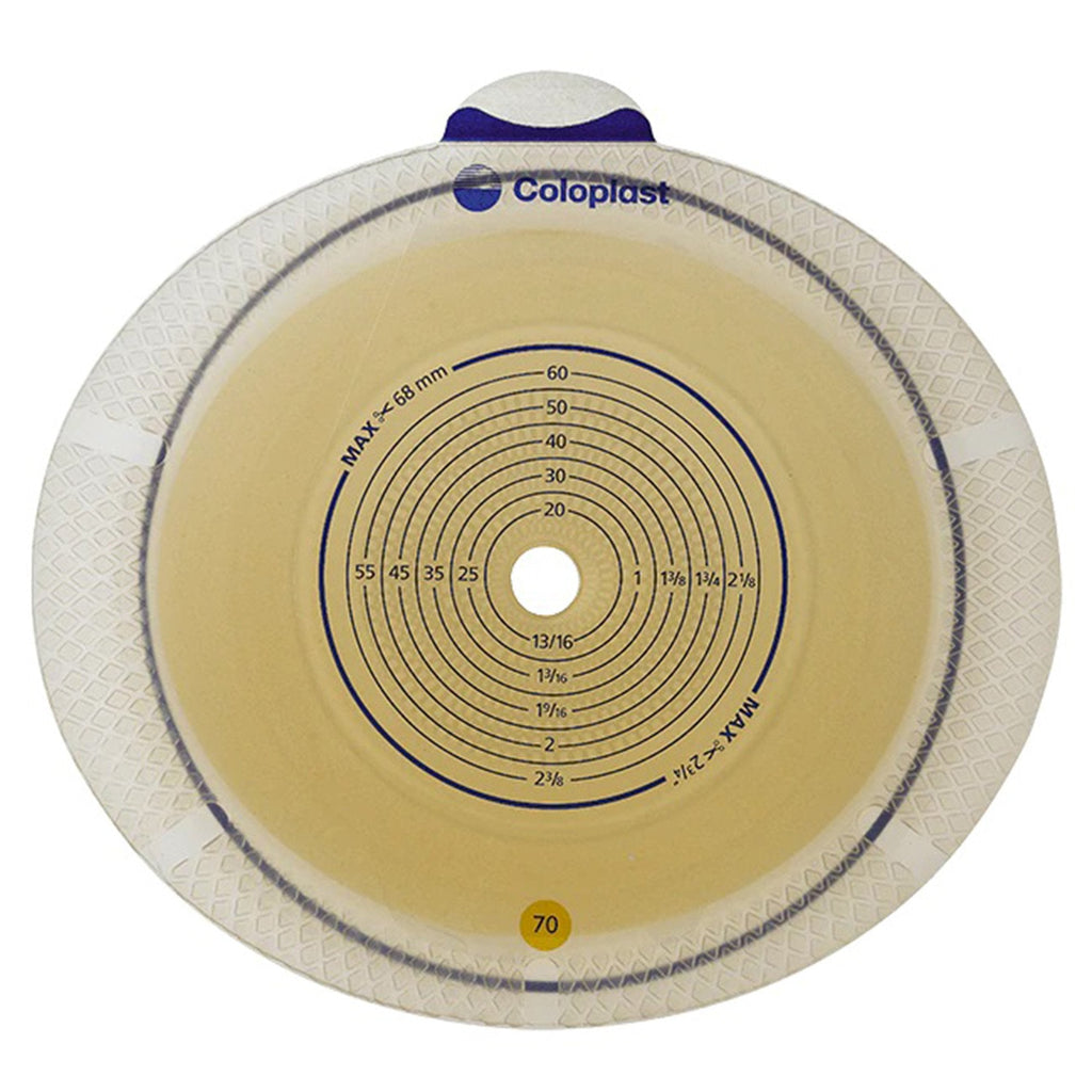 SenSura® Flex Xpro Flat Ostomy Barrier, Trim to Fit 10 – 68 mm, Yellow 10106