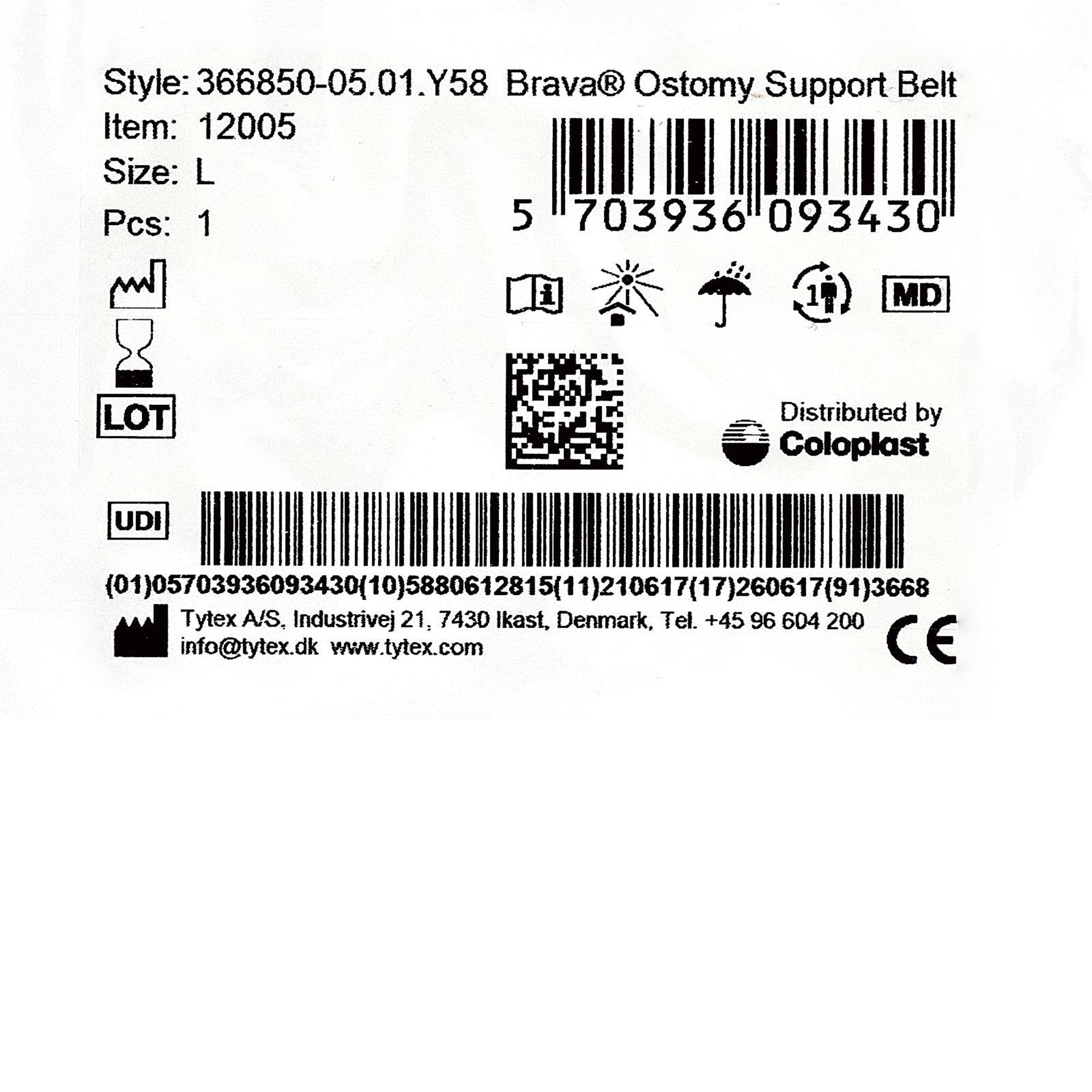 Brava® Support Belt for Ostomy Appliance, fits 34 – 39 inch waists 12005