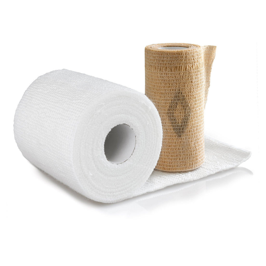 2 Layer Compression Bandage System McKesson 4 Inch X 7-1/10 Yard / 4 Inch X 6-9/10 Yard Self-adherent Closure Tan / White NonSterile 30 to 40 mmHg 2006