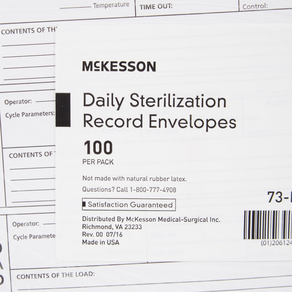 McKesson Sterilization Record Envelope 73-LEB100