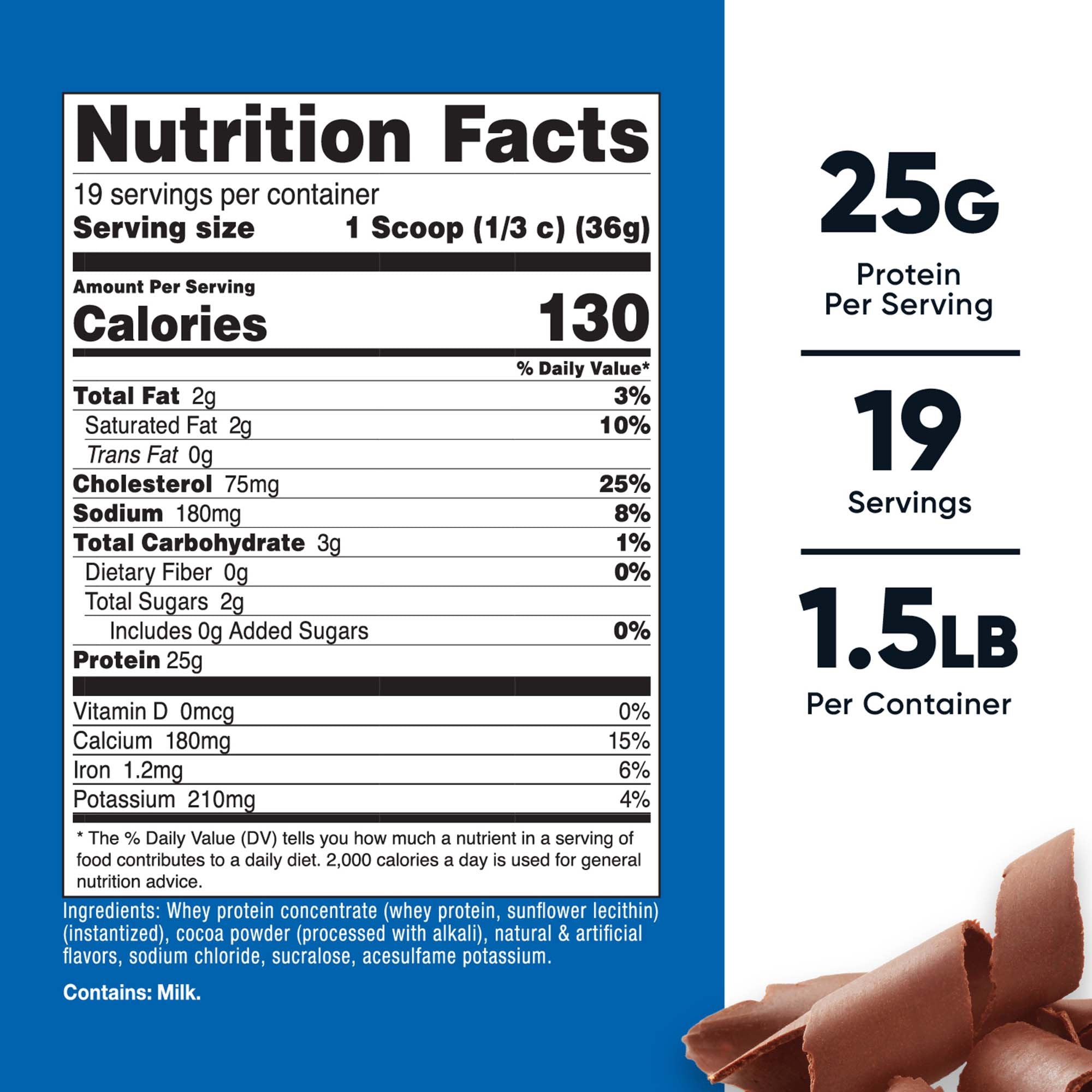 Oral Supplement Nutricost Whey Protein Concentrate Chocolate Flavor Powder 1.5 lb. Canister NCW025102