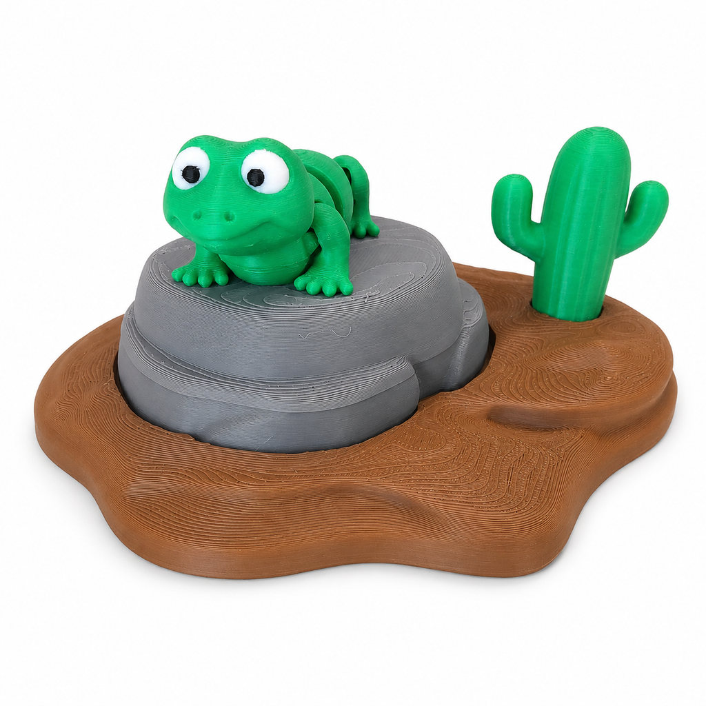3D Printed Green Lizard Desert Playset