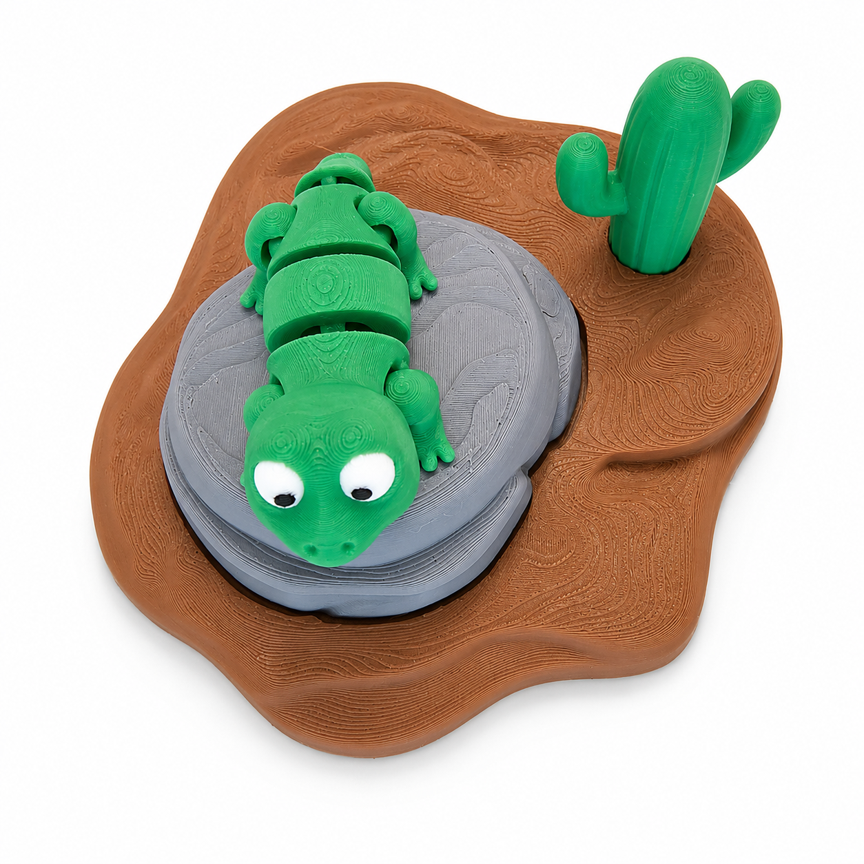 3D Printed Green Lizard Desert Playset