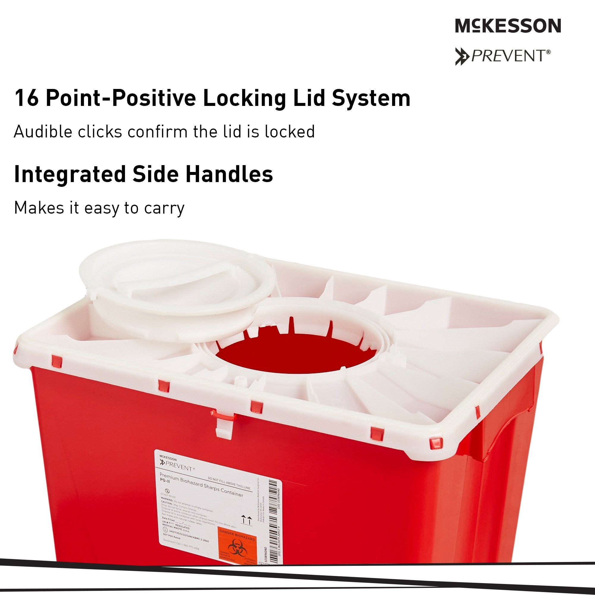 McKesson Prevent® Sharps Container, 12 Gallon, 20-4/5 x 17-3/10 x 13 Inch 2267