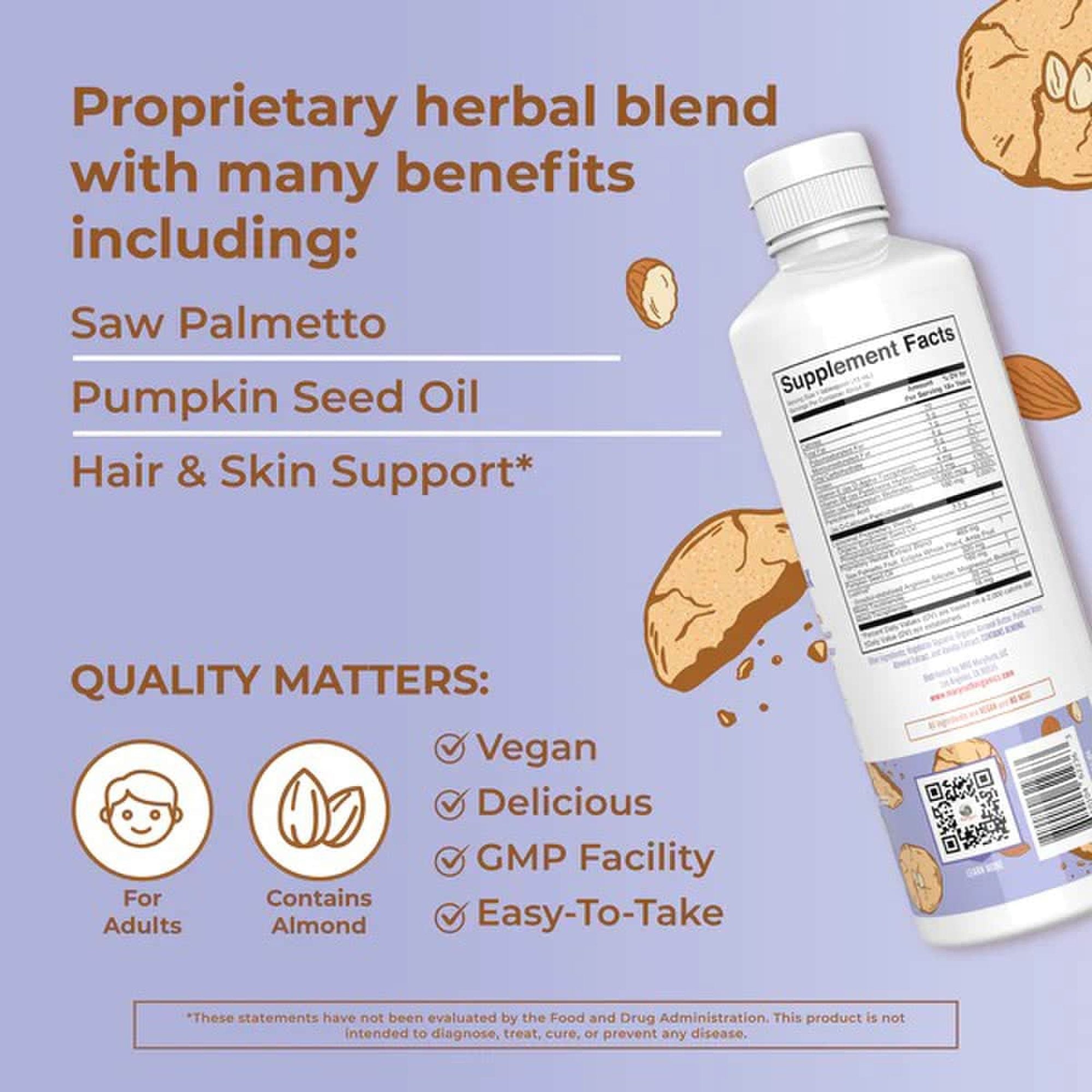 Mary Ruth's® Hair Growth Max Liposomal, Almond Cookie Flavor, 15.22-ounce Bottle LP-AD-HGM-CV-SF-16Z-UN-01
