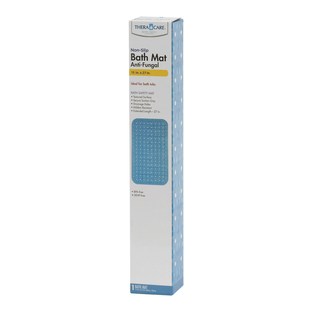 Theracare Bathtub Mat, Antifungal, Blue, 15 x 27 Inch 19-110