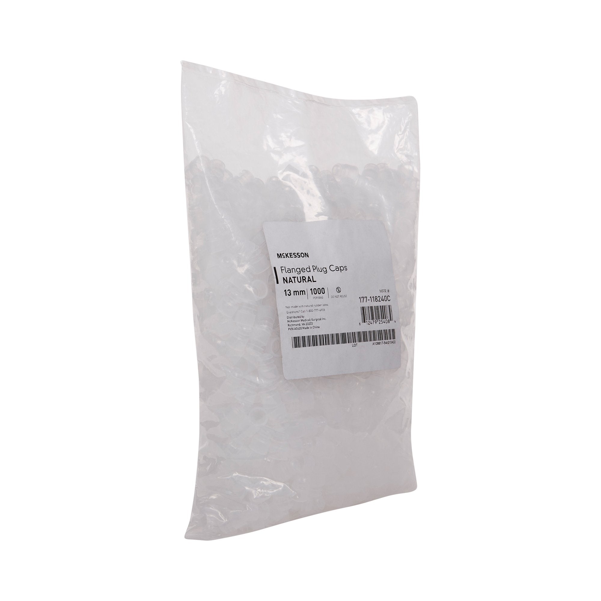 McKesson Tube Closure Flanged Plug Cap Colorless Polyethylene 1000 per Bag 177-118240C