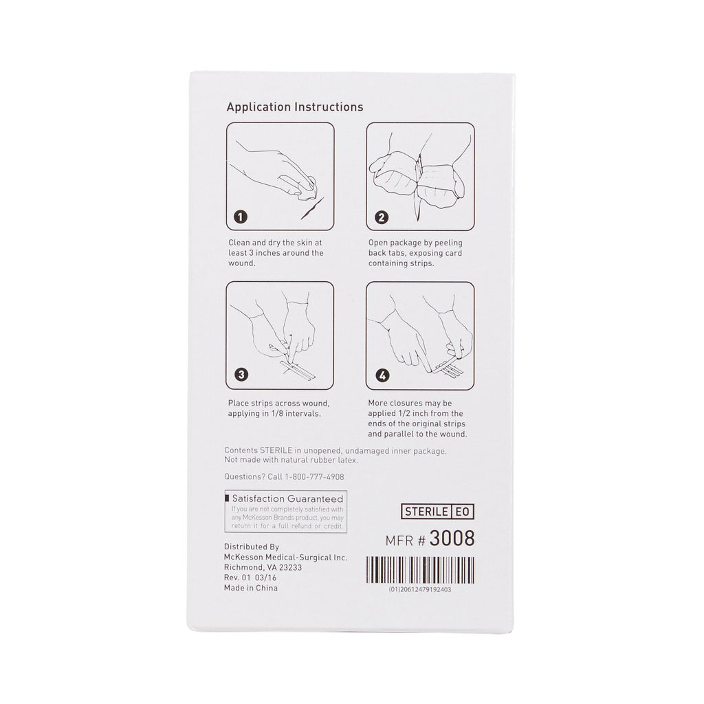 McKesson Skin Closure Reinforced Strip, ¼ X 1½ Inch 3008
