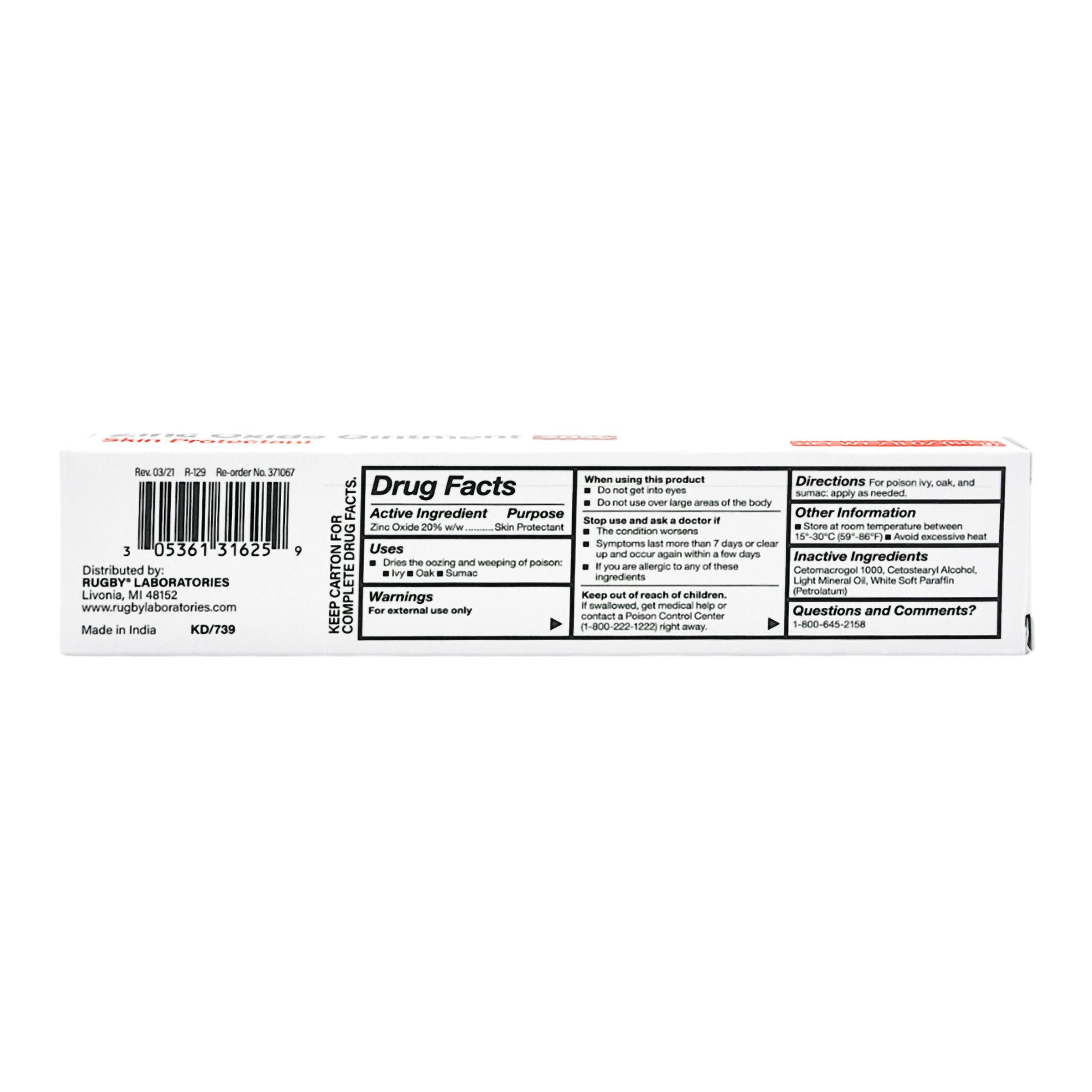 Skin Protectant Rugby® 2 oz. Tube Scented Ointment 00536131625