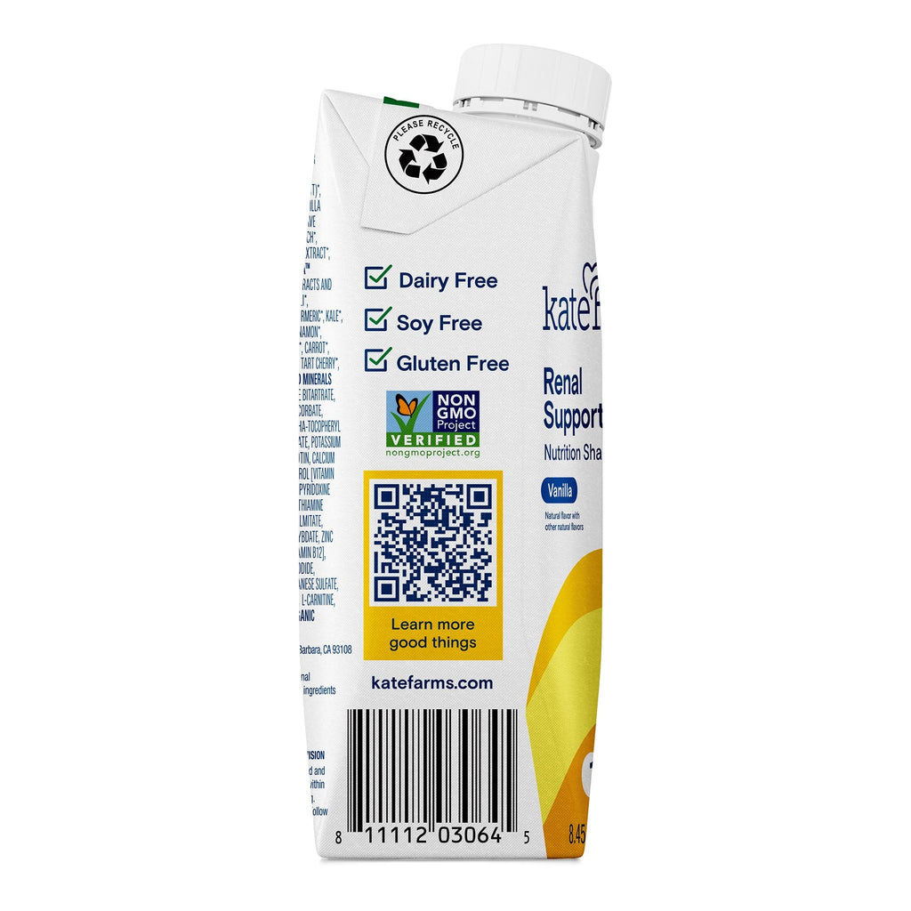 Kate Farms® Renal Support 1.8 Vanilla Nutrition Shake, 8.45-ounce carton 811112030652