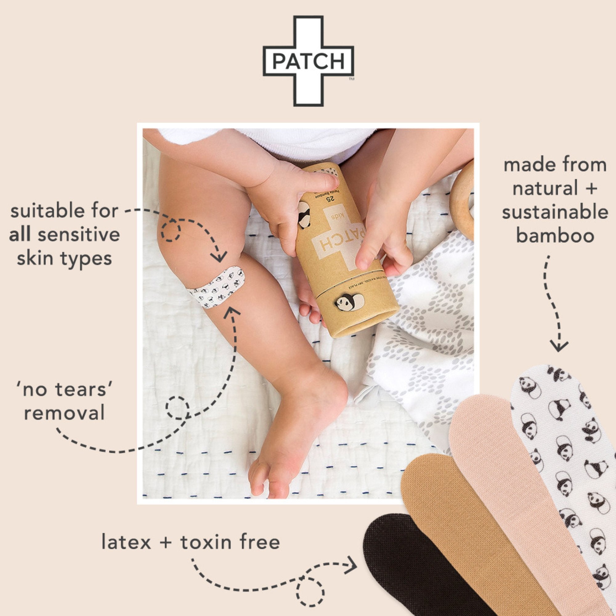 Patch™ Kids (Panda Design) Adhesive Strip with Coconut Oil, 3/4 x 3 Inch PATCOCT