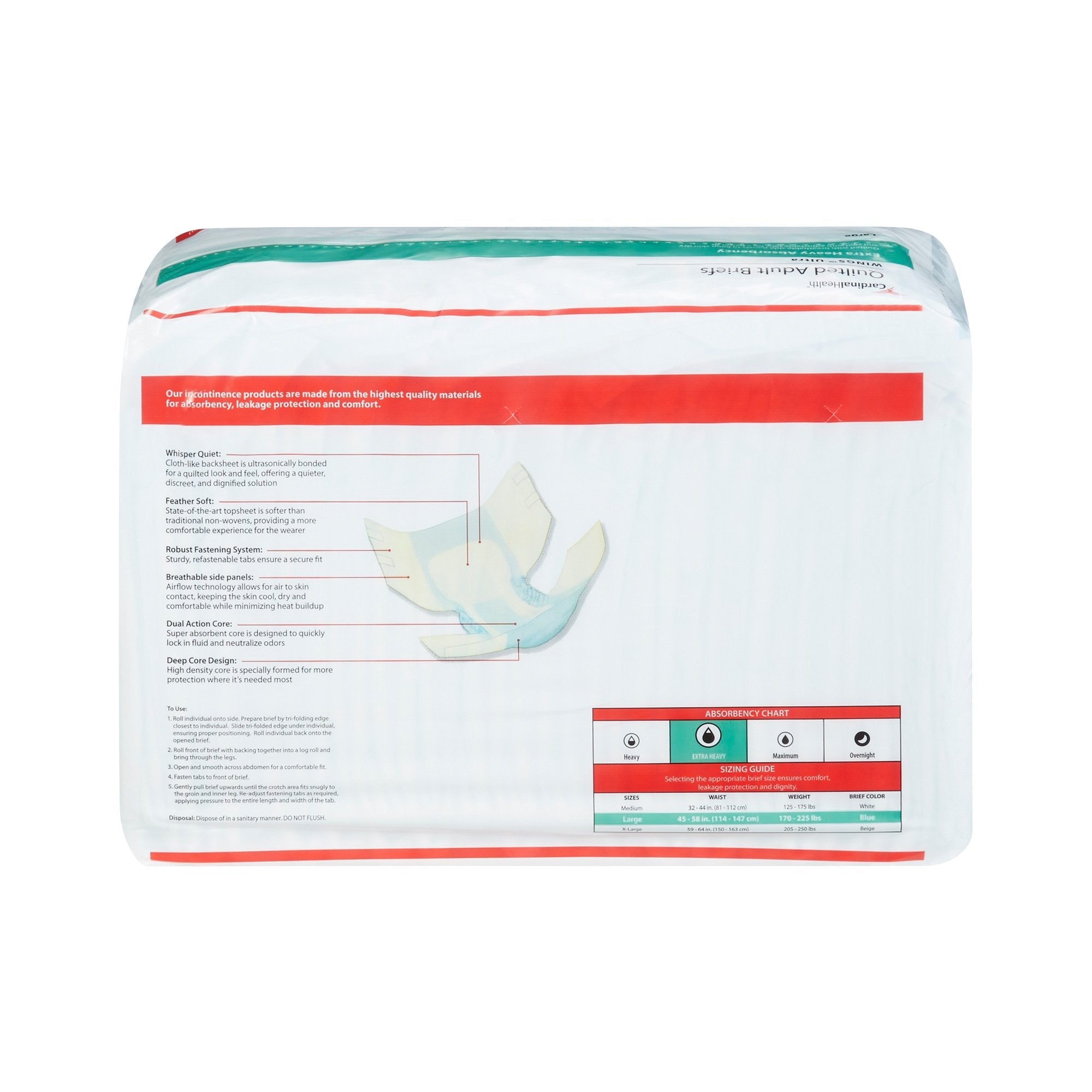 Wings™ Ultra Quilted Extra Heavy Absorbency Incontinence Brief, Large 77074