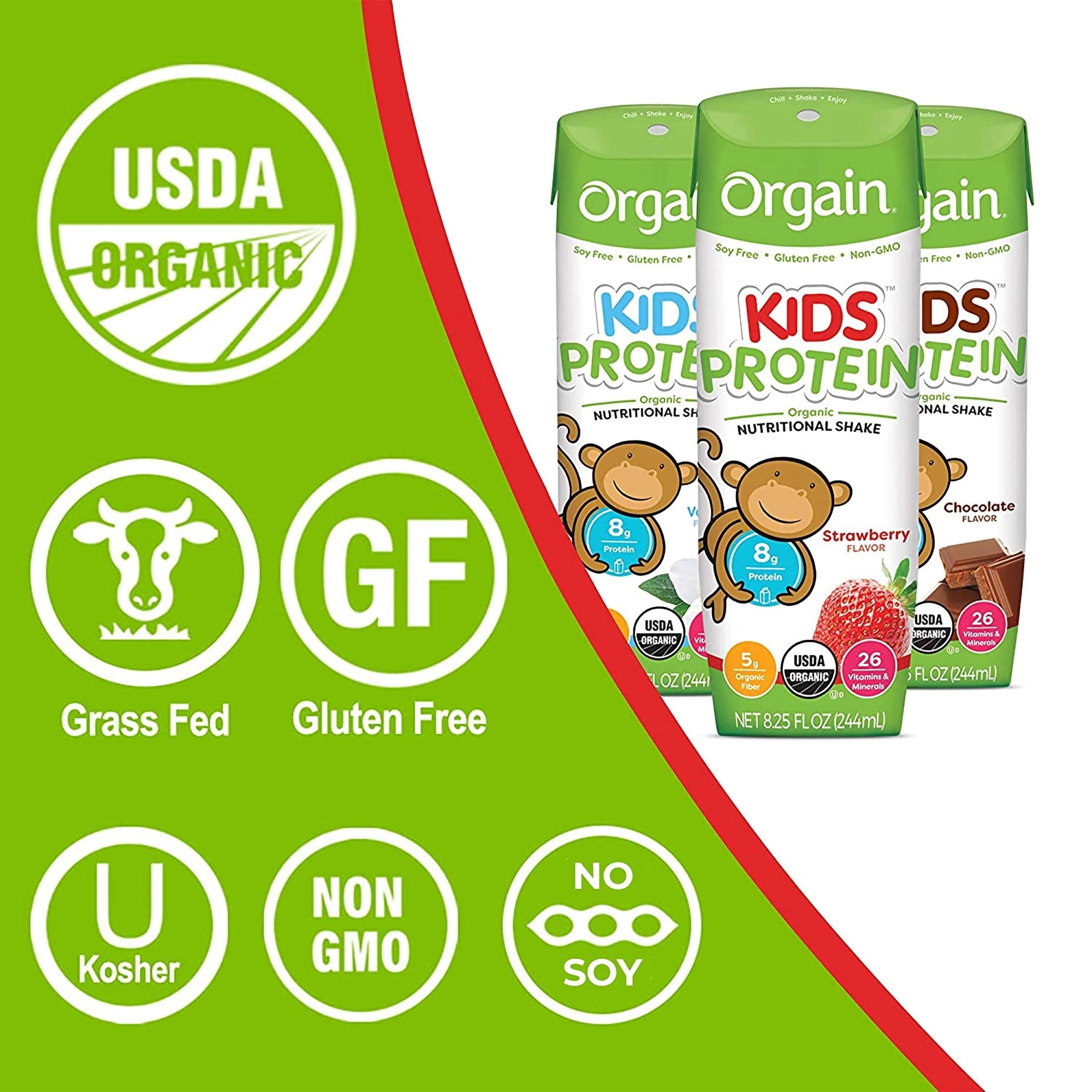 Orgain® Kids® Protein Organic Nutritional Shake, Strawberry, 8.25-ounce carton 851770003155