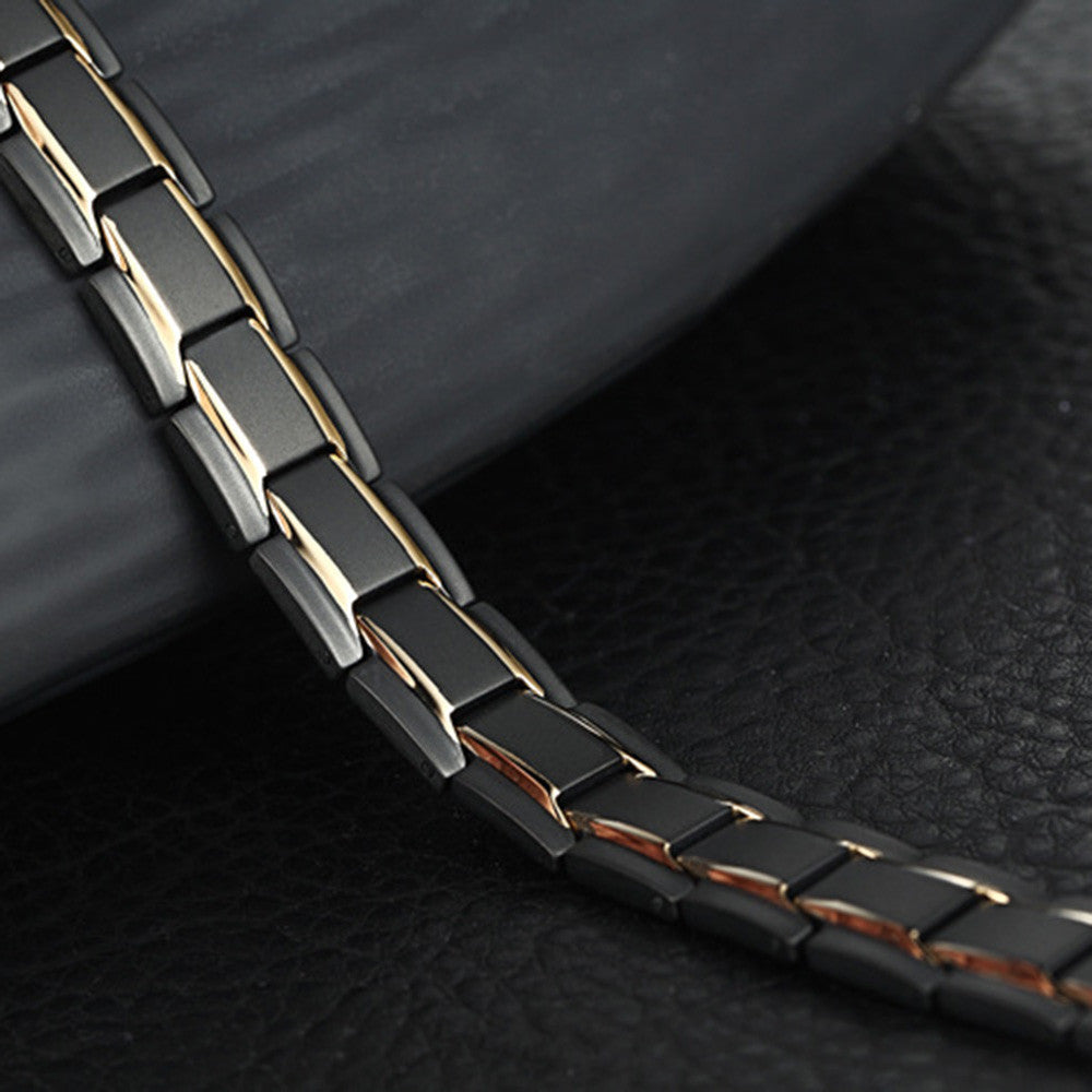 Men's Luxury Gold Plated SS Magnetic Energy Bracelet Bangle