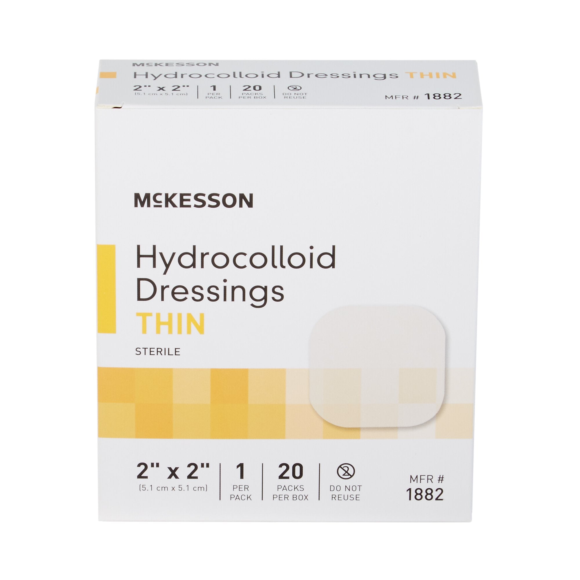 McKesson Hydrocolloid Dressing, 2 x 2 Inch 1882