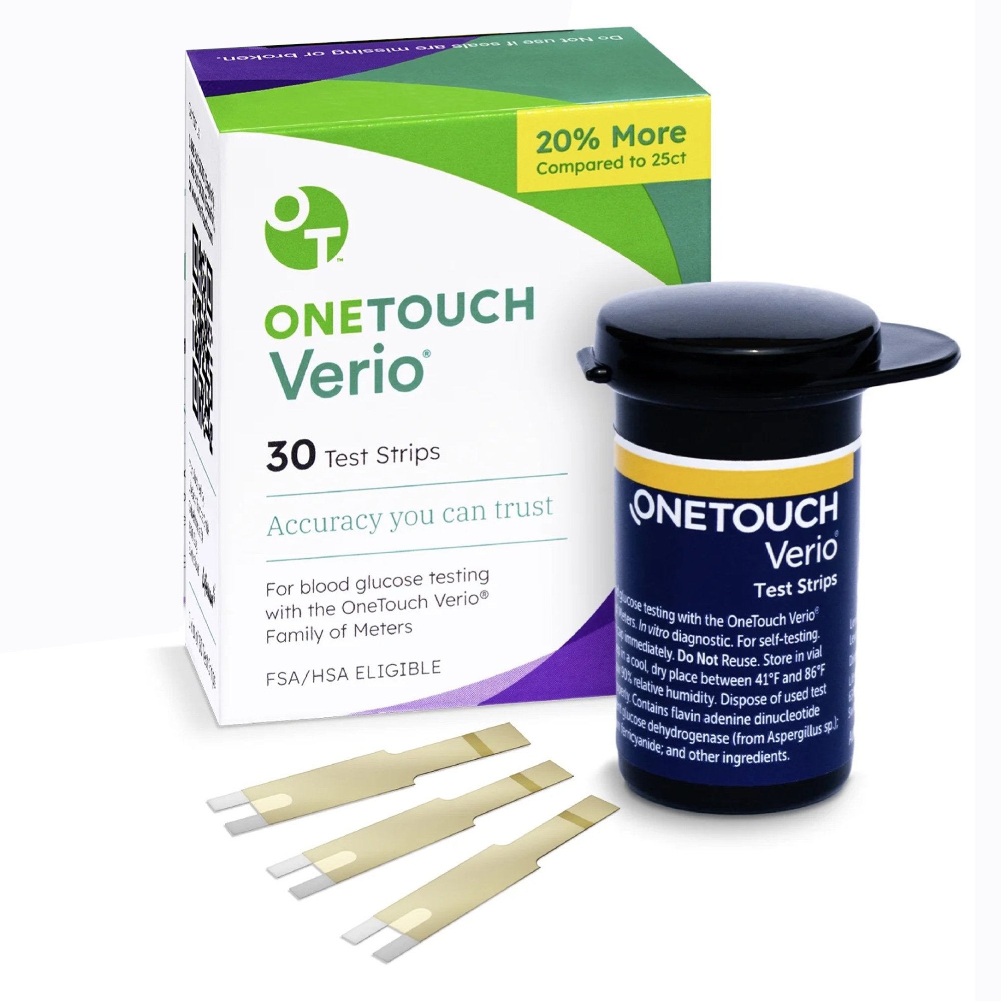 Blood Glucose Test Strips Verio 30 Strips per Pack 024183