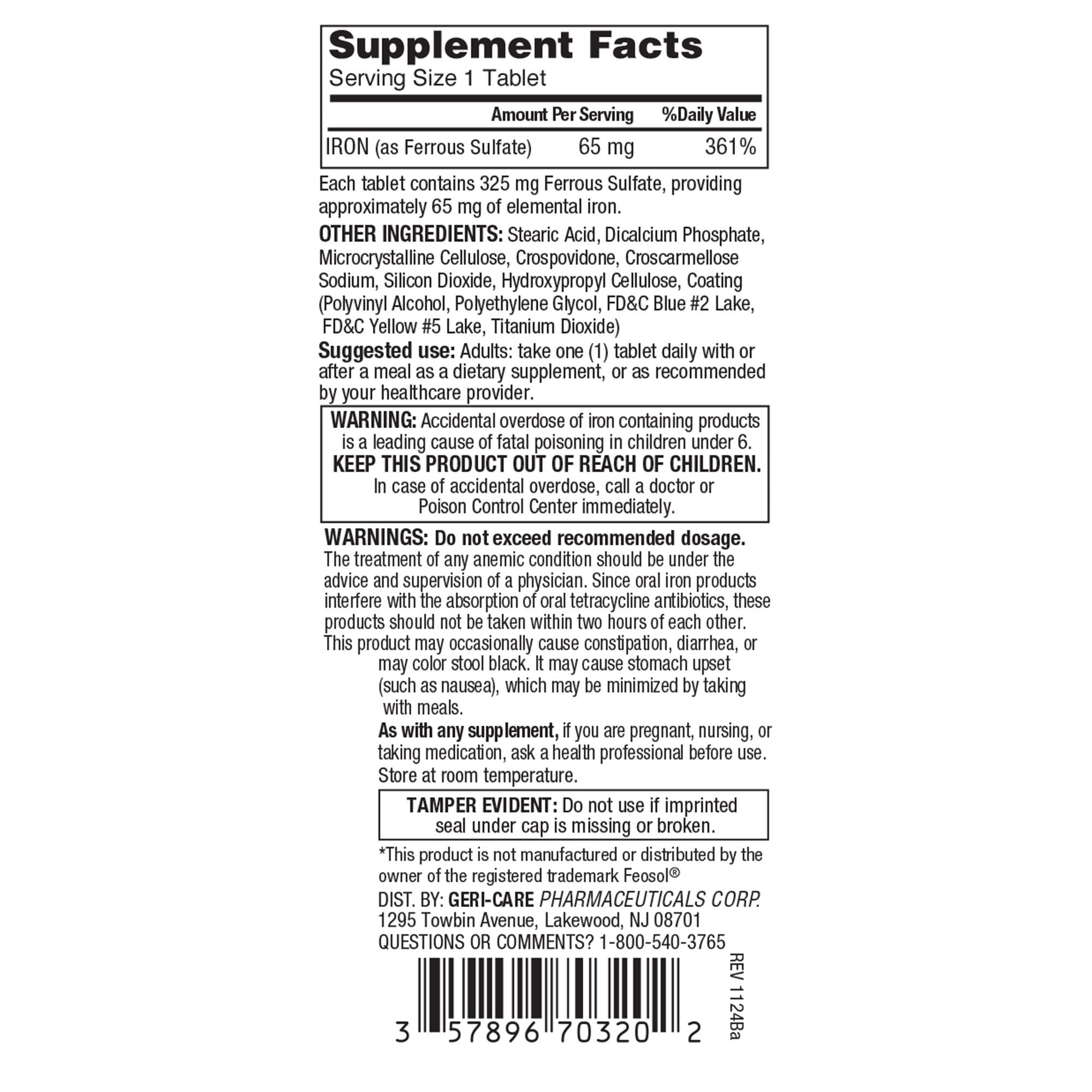 Geri-Care® Iron Mineral Supplement 703-20-GCP