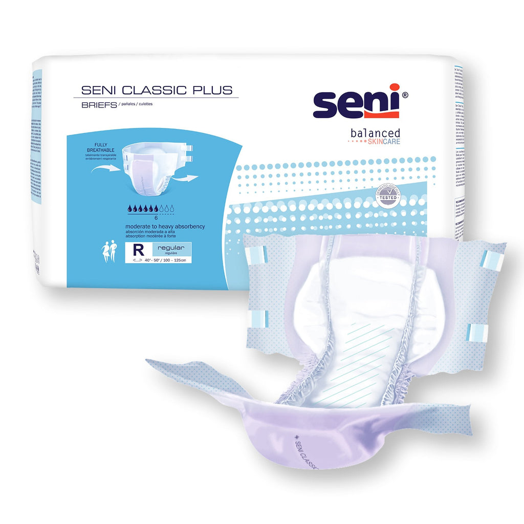 Seni® Classic Plus Moderate to Heavy Absorbency Incontinence Brief, Regular S-RE25-BC2