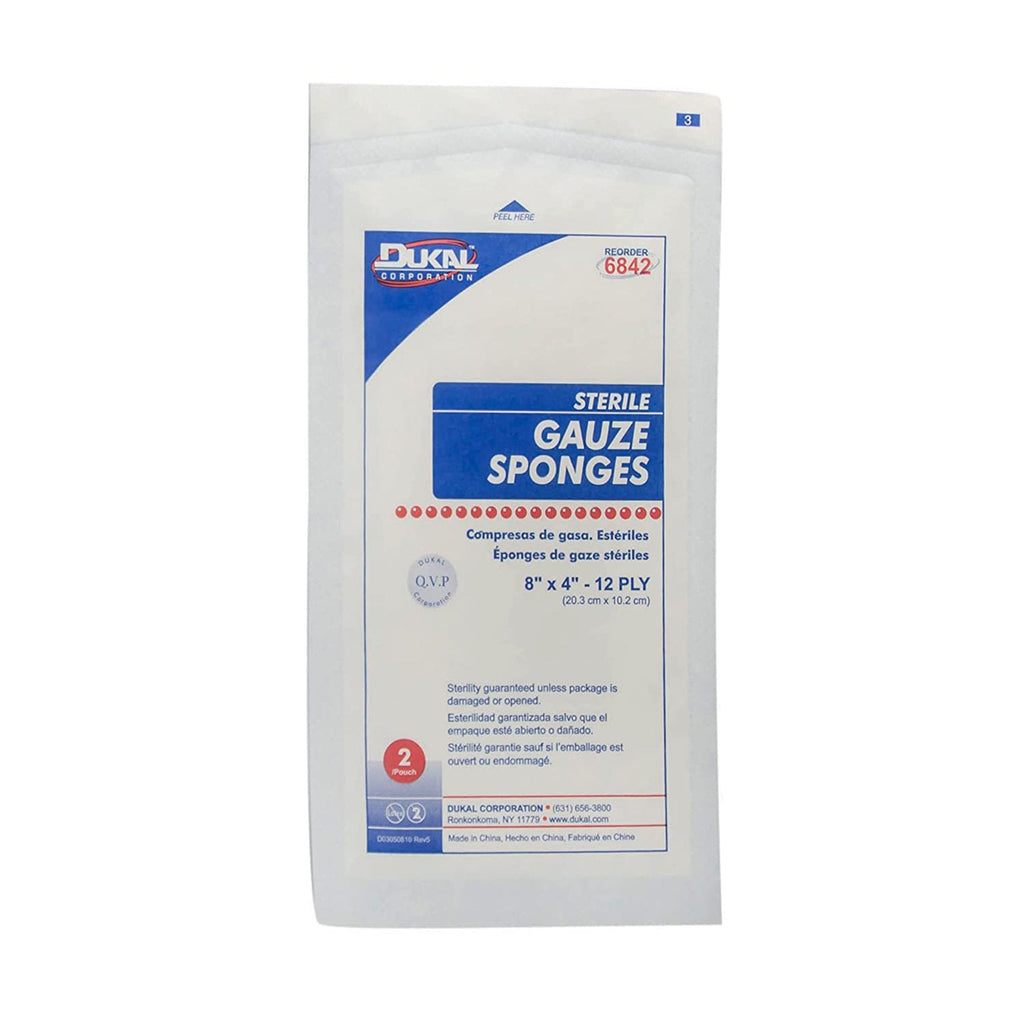 Dukal™ Sterile Gauze Sponge, 4 x 8 Inch, 12-Ply 6842