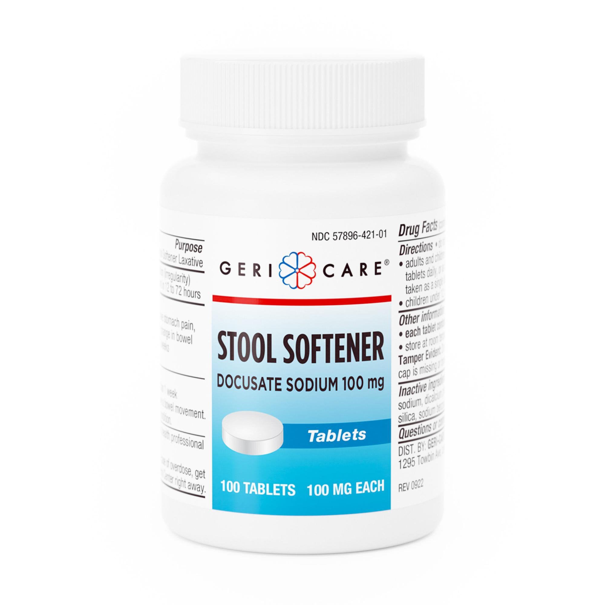 Stool Softener Tablet 100 per Bottle 100 mg Strength Docusate Sodium 421-01-GCP