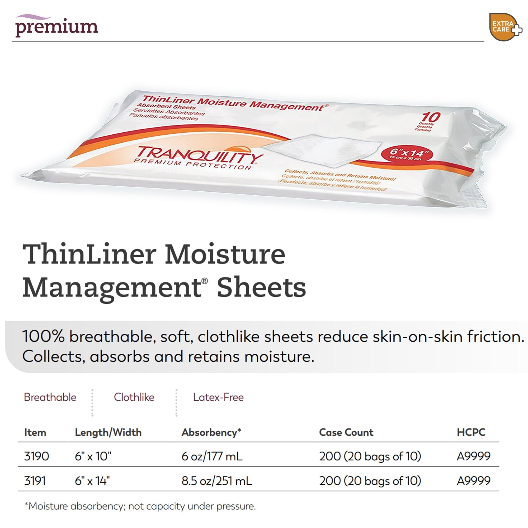 Tranquility ThinLiner® Skin Fold Pad, 6 x 14 Inch 3191