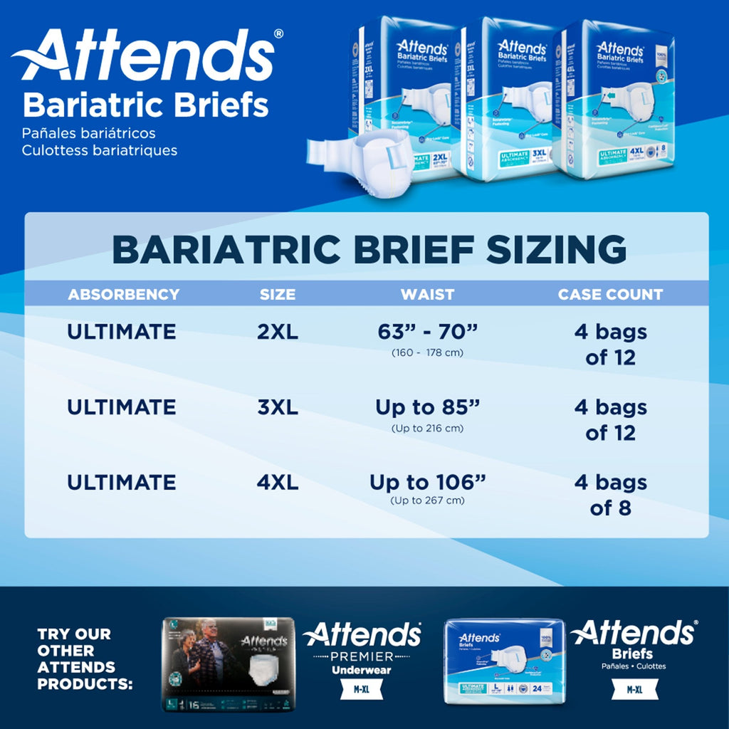 Attends® Bariatric Briefs, 2X-Large DD50