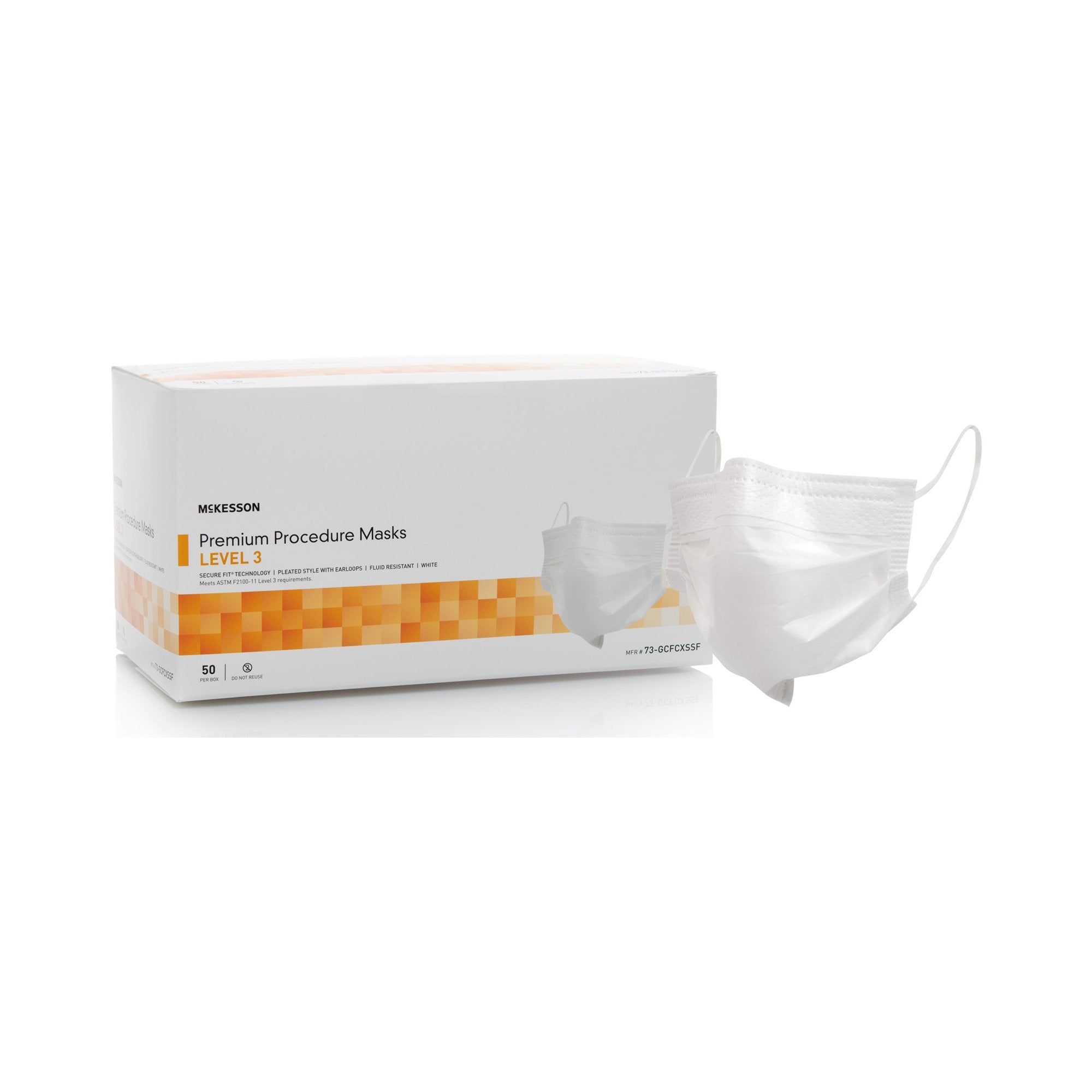 McKesson Procedure Mask, Pleated with Earloops, One Size Fits Most, White 73-GCFCXSSF