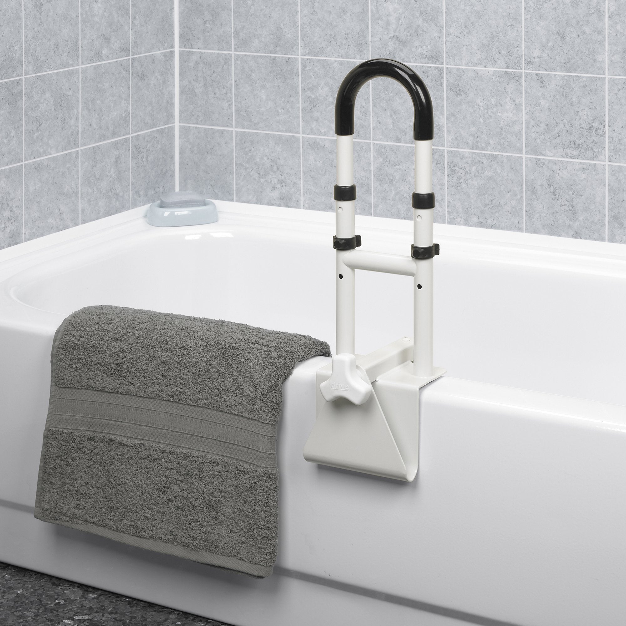 drive™ Clamp-On Tub Rail, White Steel, 14½ – 17 Inch Height RTL12036-ADJ