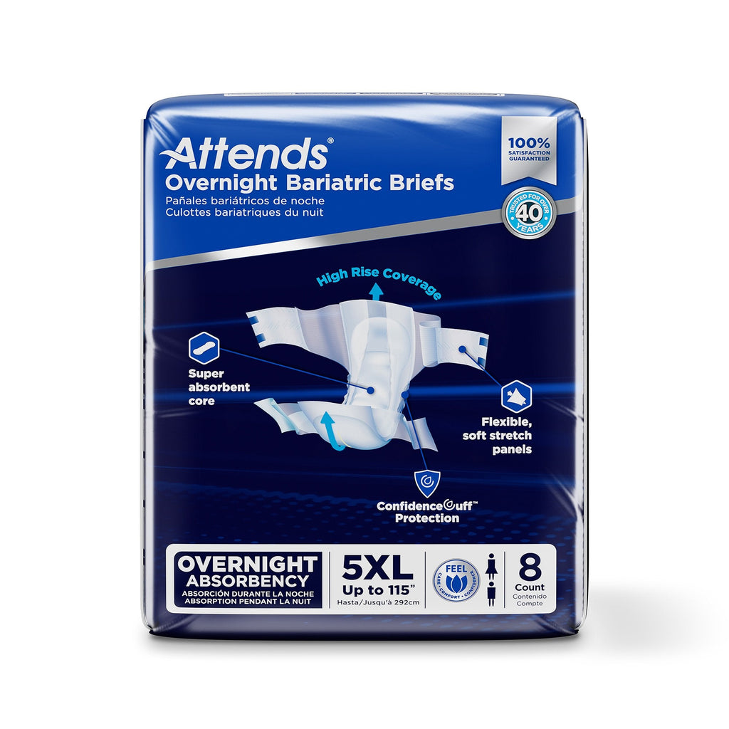 Attends® Overnight Bariatric Briefs, 5X-Large DD70