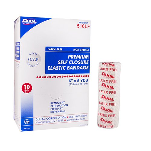 Dukal™ Double Hook and Loop Closure Elastic Bandage, 6 Inch x 5 Yard 516LF