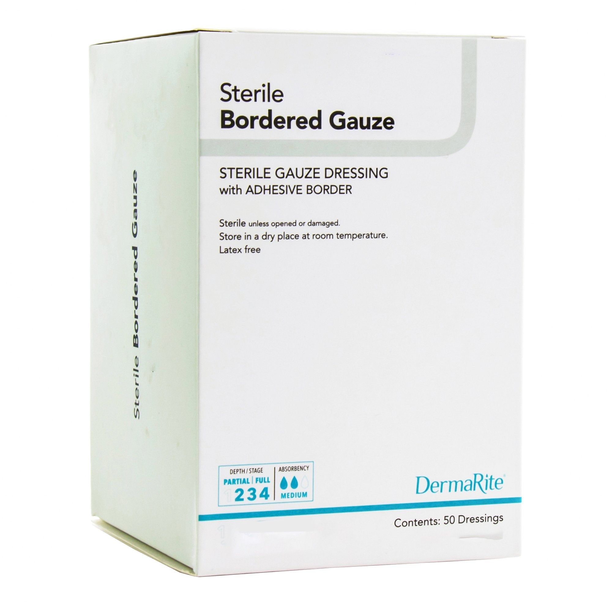 DermaRite® Bordered Gauze White Adhesive Dressing, 2 x 2 Inch 00261E