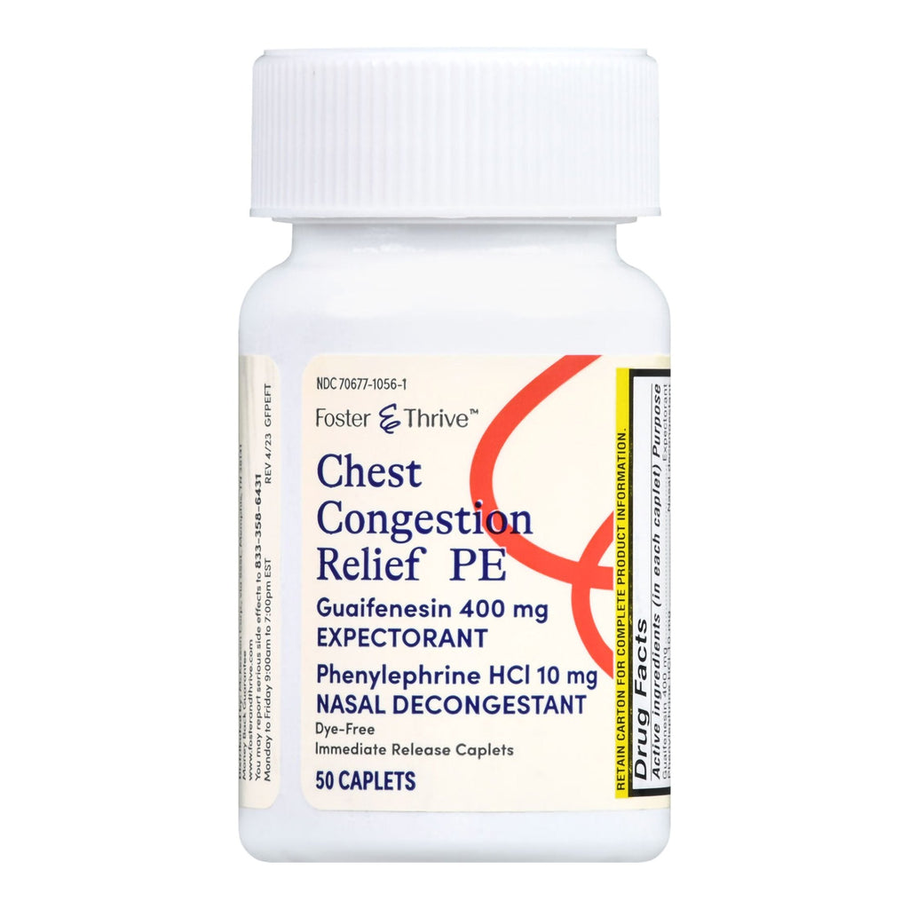 Foster & Thrive™ Chest Congestion Relief PE Guaifenesin & Phenylephrine Caplets 70677105601