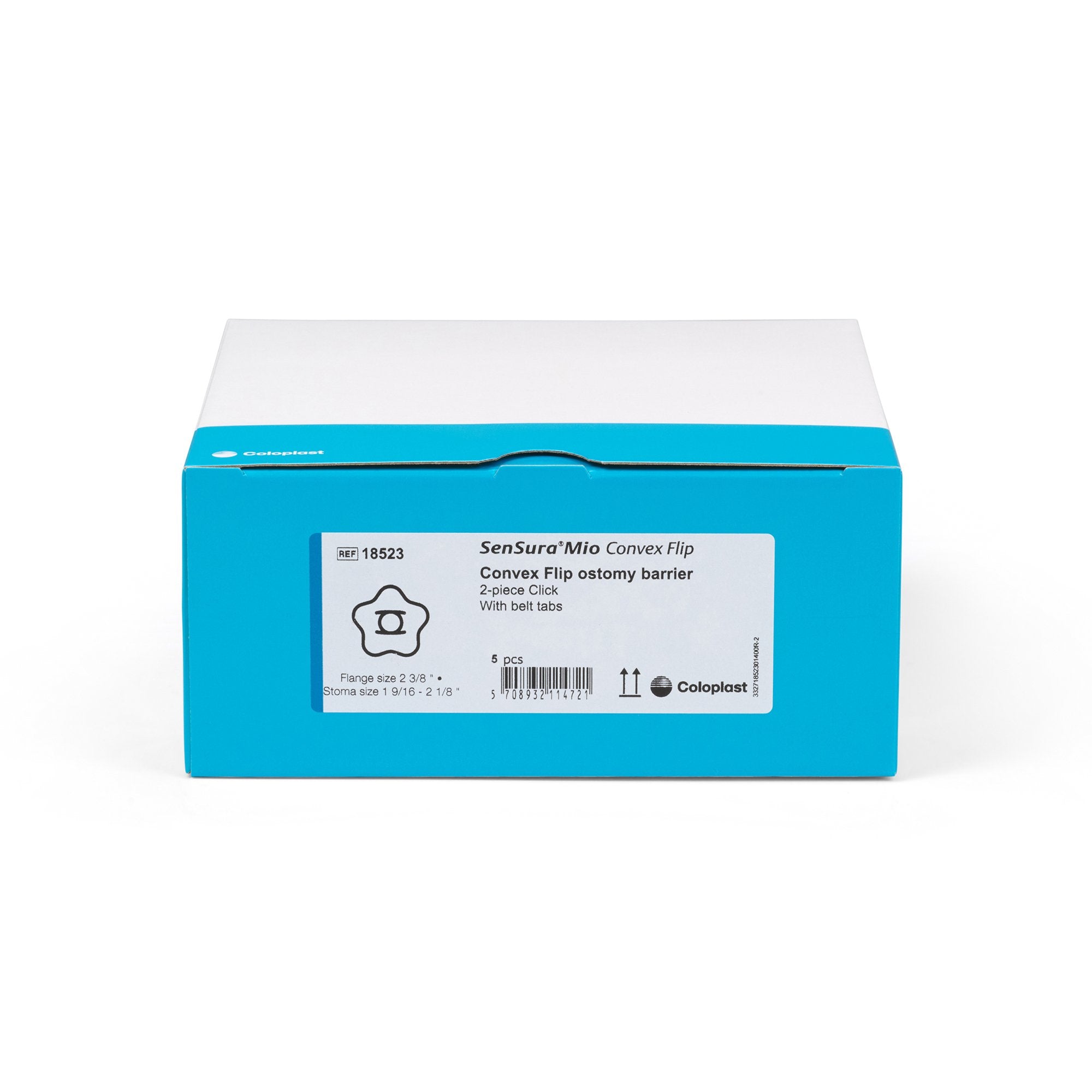 SenSura® Mio Click Convex Flip Ostomy Barrier, 40 mm Stoma Openings, Blue Match 18523